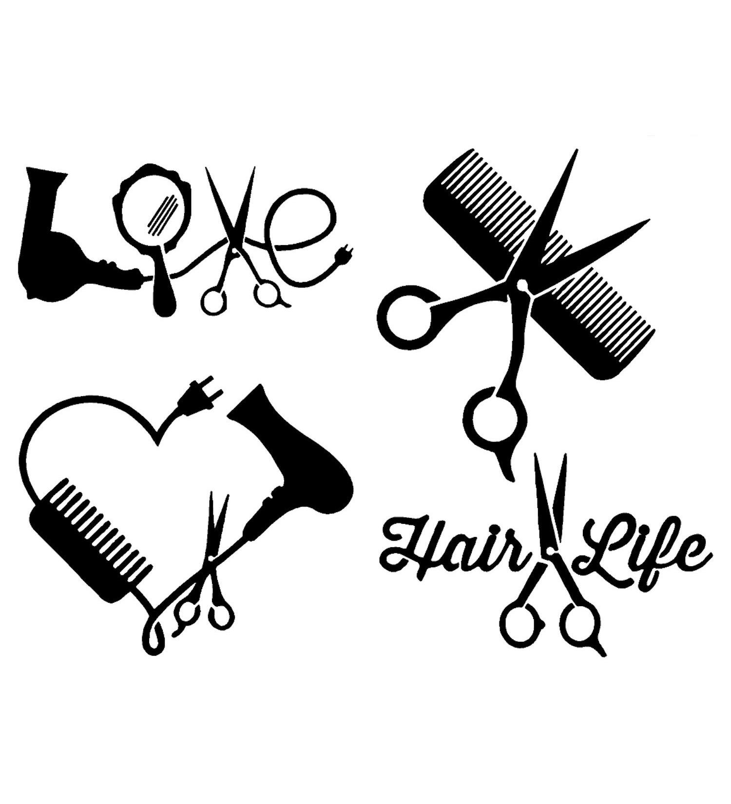 Love Heart Comb and Scissors Hair Life Decal 4 Pack - Hairstylist Black Small 3.5 - Buy Online on GoSupps.com