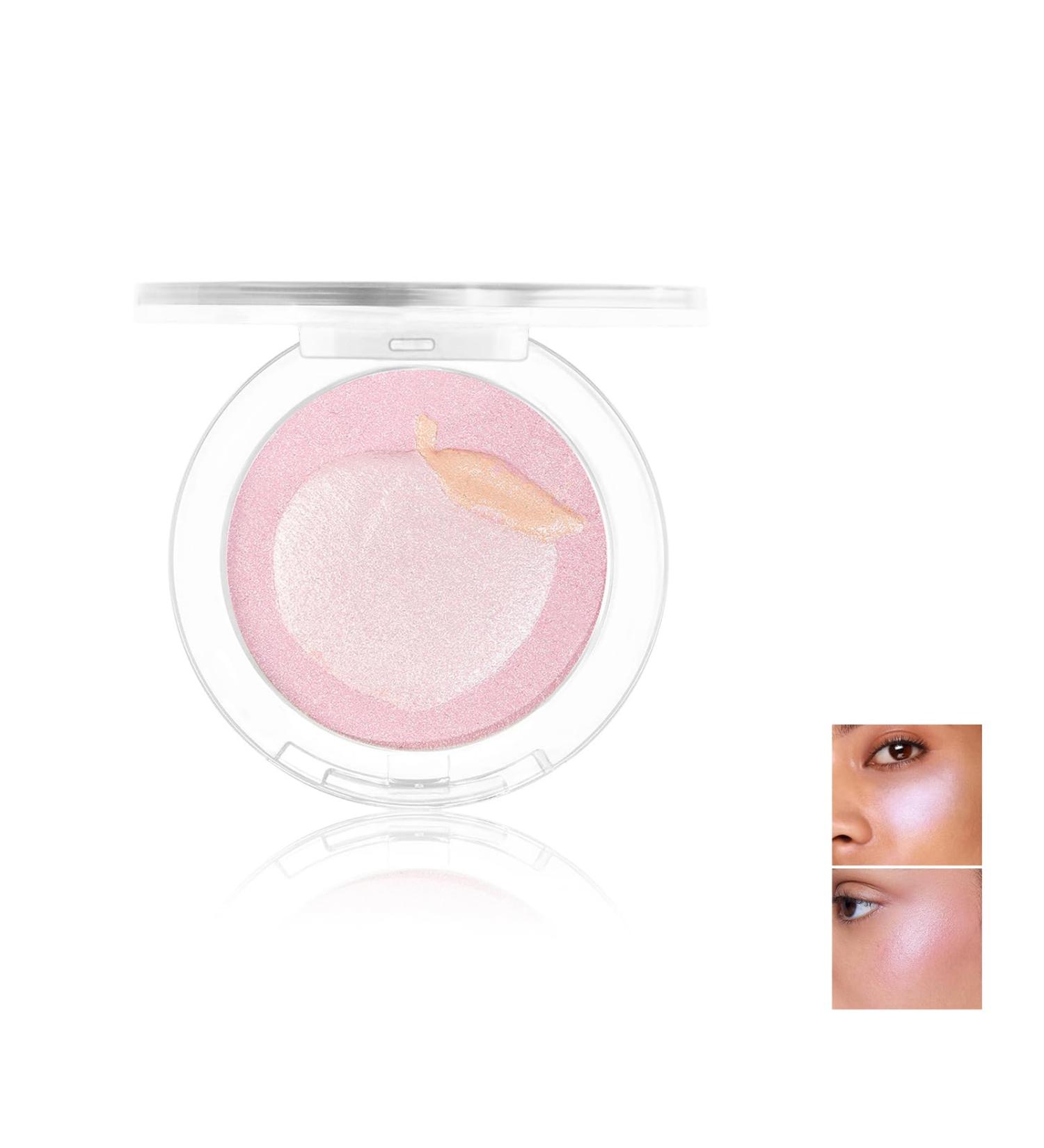 Highlighting Powder - Sculpting Illuminating Shimmer Makeup Powder 4 Shades for Multi-Use Eyes Cheeks Brows Lips 0.22OZ/9g (01#Peach) - Buy Online on GoSupps.com