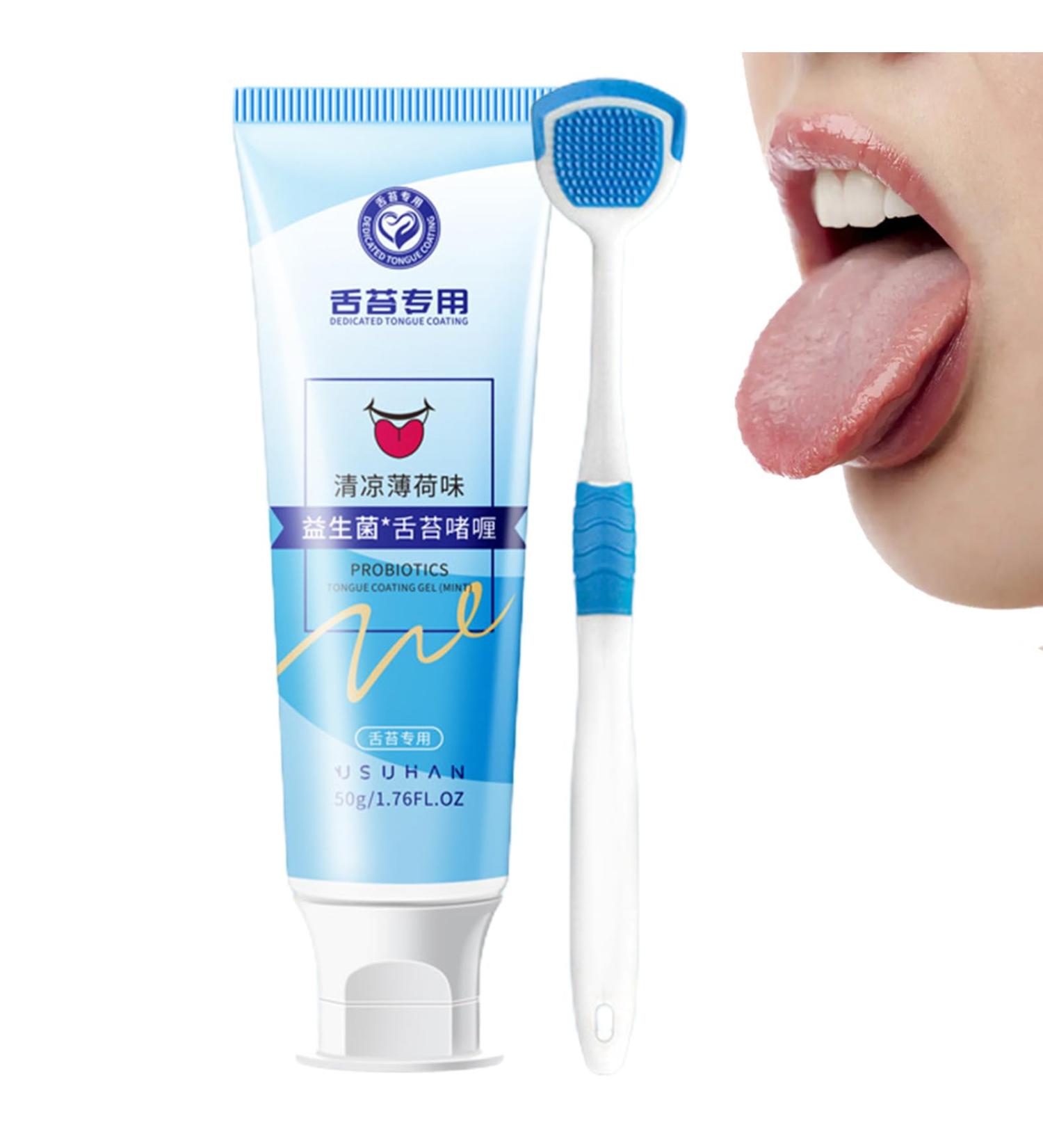 Rosixehird Tongue Cleaning Gel & Scraper Kit - Refreshing Mint Flavor Ergonomic Design for Stain Removal - International Shipping Available - Buy Online on GoSupps.com
