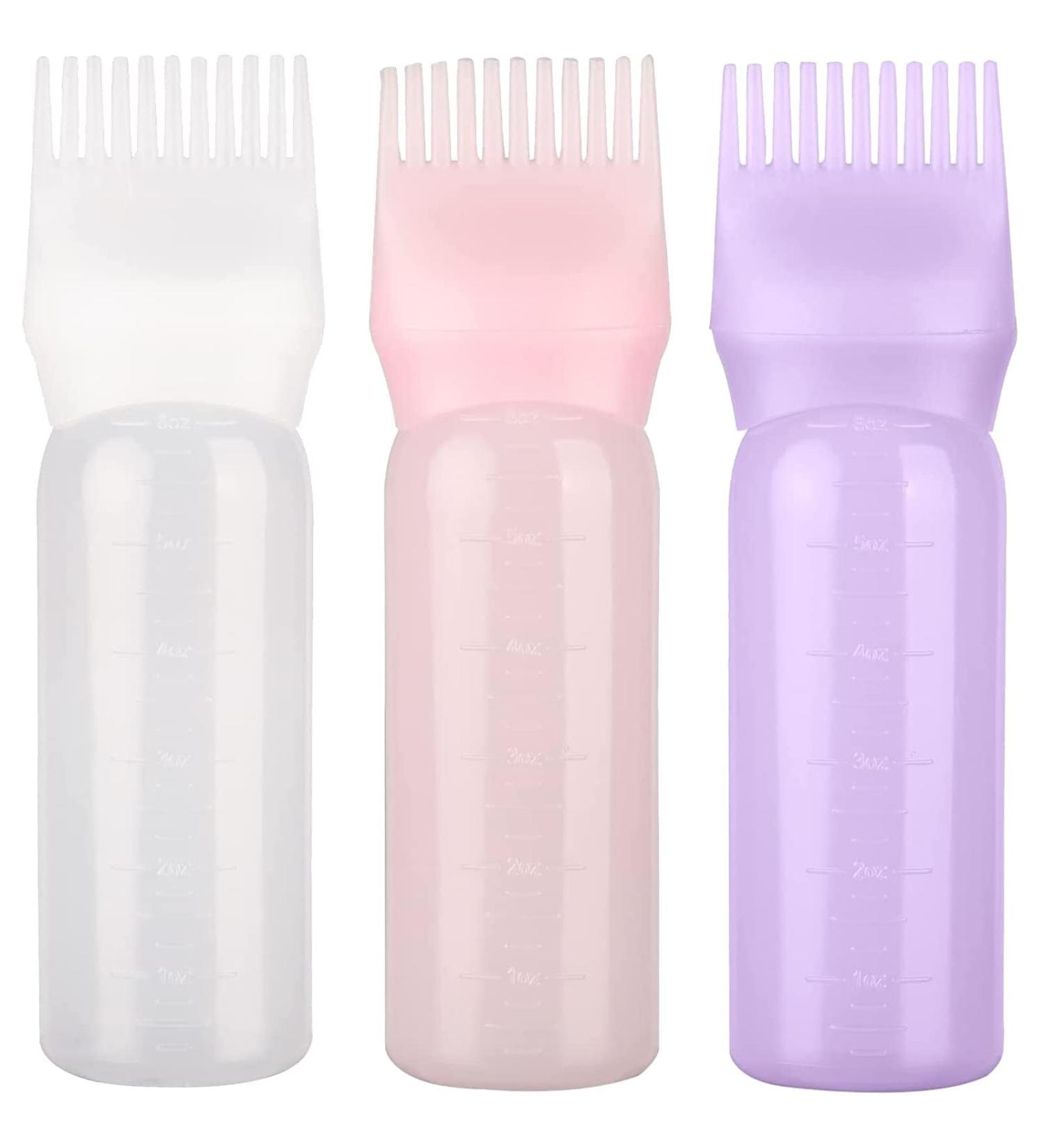 GYTFOG Hair Oil Applicator Bottle Set - 3 PCS Color Oil Comb Tool for Scalp Treatment - 120 Ml Essential Bottle with Comb and Graduated Scale - Buy Online on GoSupps.com