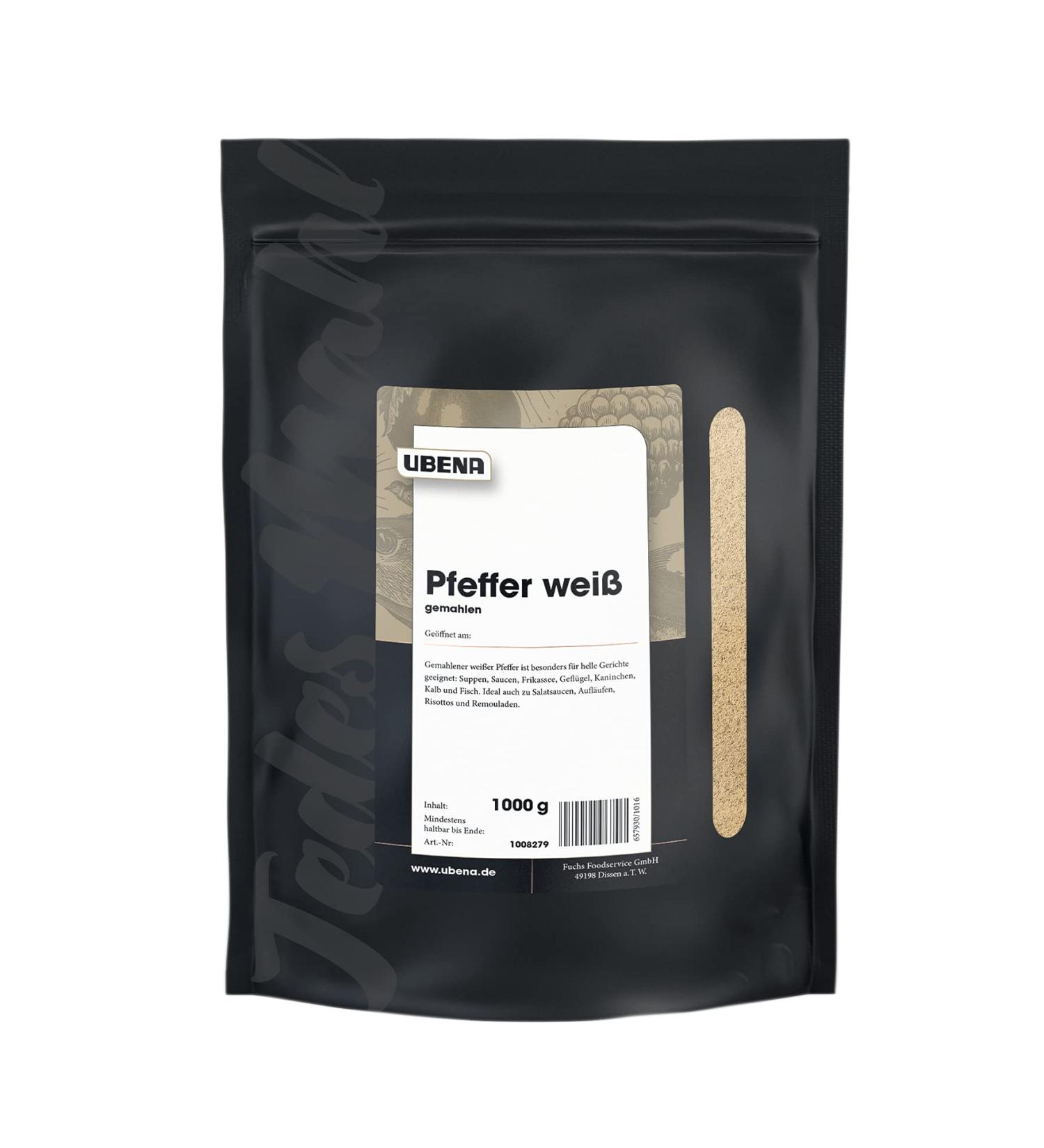 Ubena UBENA White Ground Pepper in Resealable Bag (1 x 1 kg)