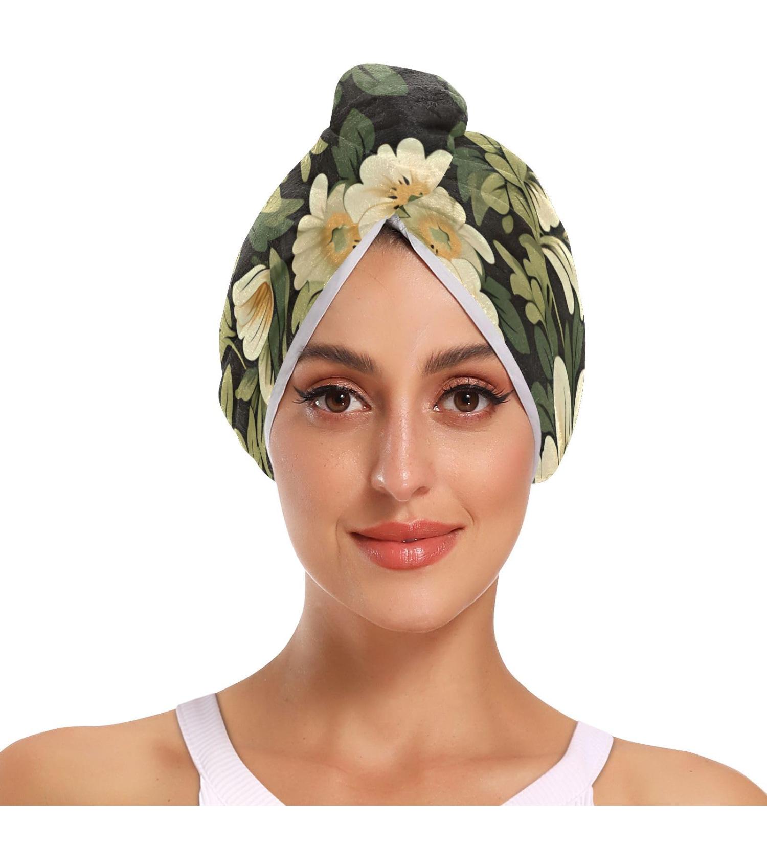 Daisy Hair Towel 2 Pack | Super Absorbent Quick Dry Hair Turbans | Ultimate Hair Drying Solution for Women & Girls - Buy Online on GoSupps.com