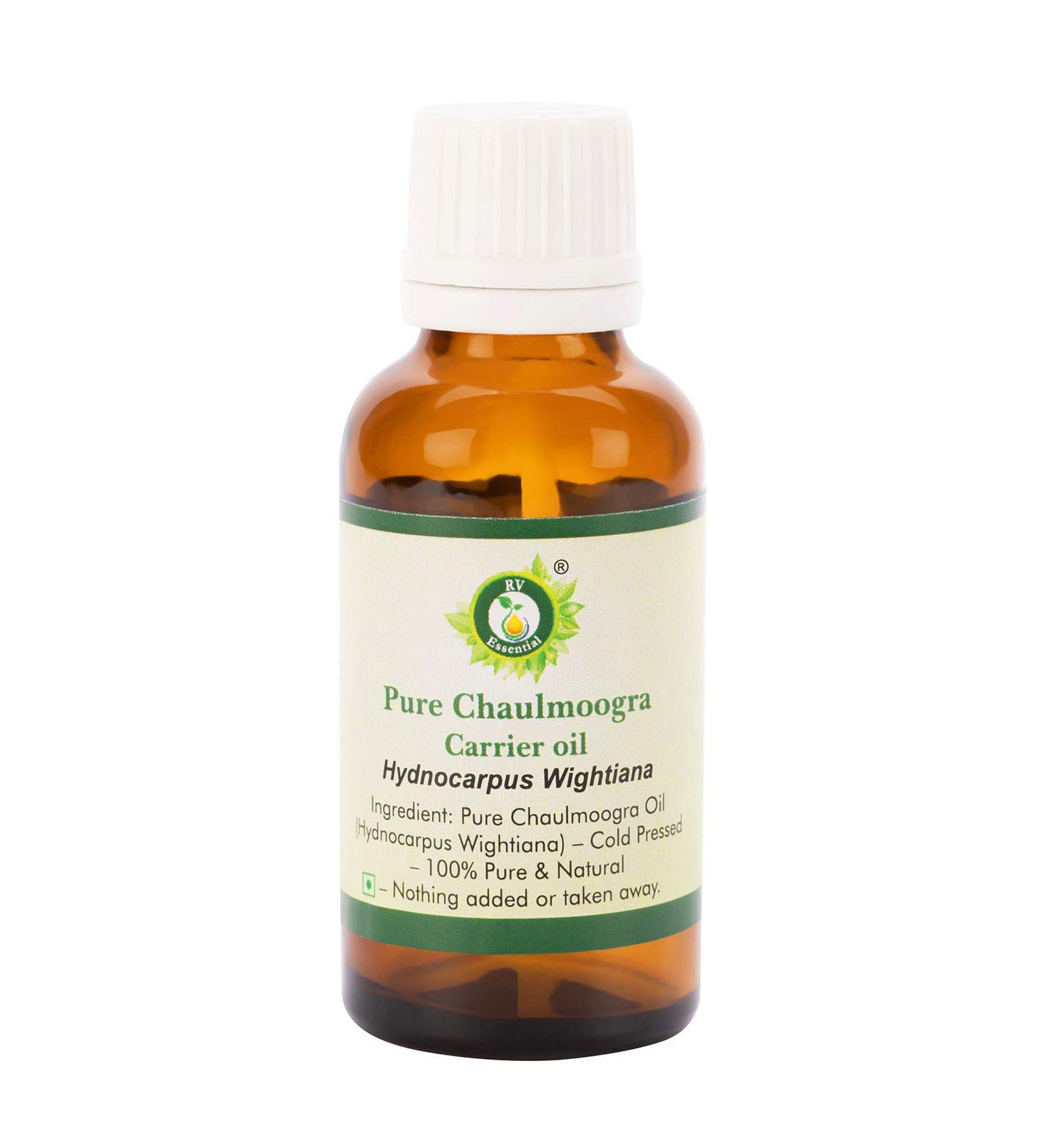 R V Essential Pure Chaulmoogra Carrier Oil 10ml 0338oz Hydnocarpus Wightiana 100 pure and natural cold pressed Pure Chaulmoogra Carrier Oil