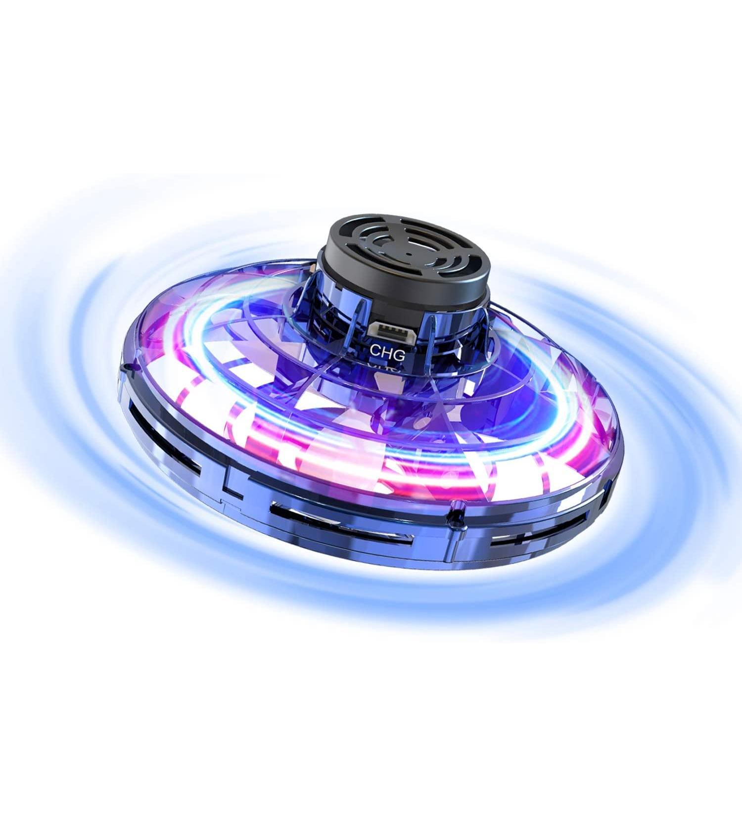 Fidget Flying Spinner with Lights - Hand Operated Mini Drone for Kids - UFO Magic Ball Indoor Outdoor Game - Fun Toys & Gadgets for Boys Girls Teens - Blue - Buy Online on GoSupps.com