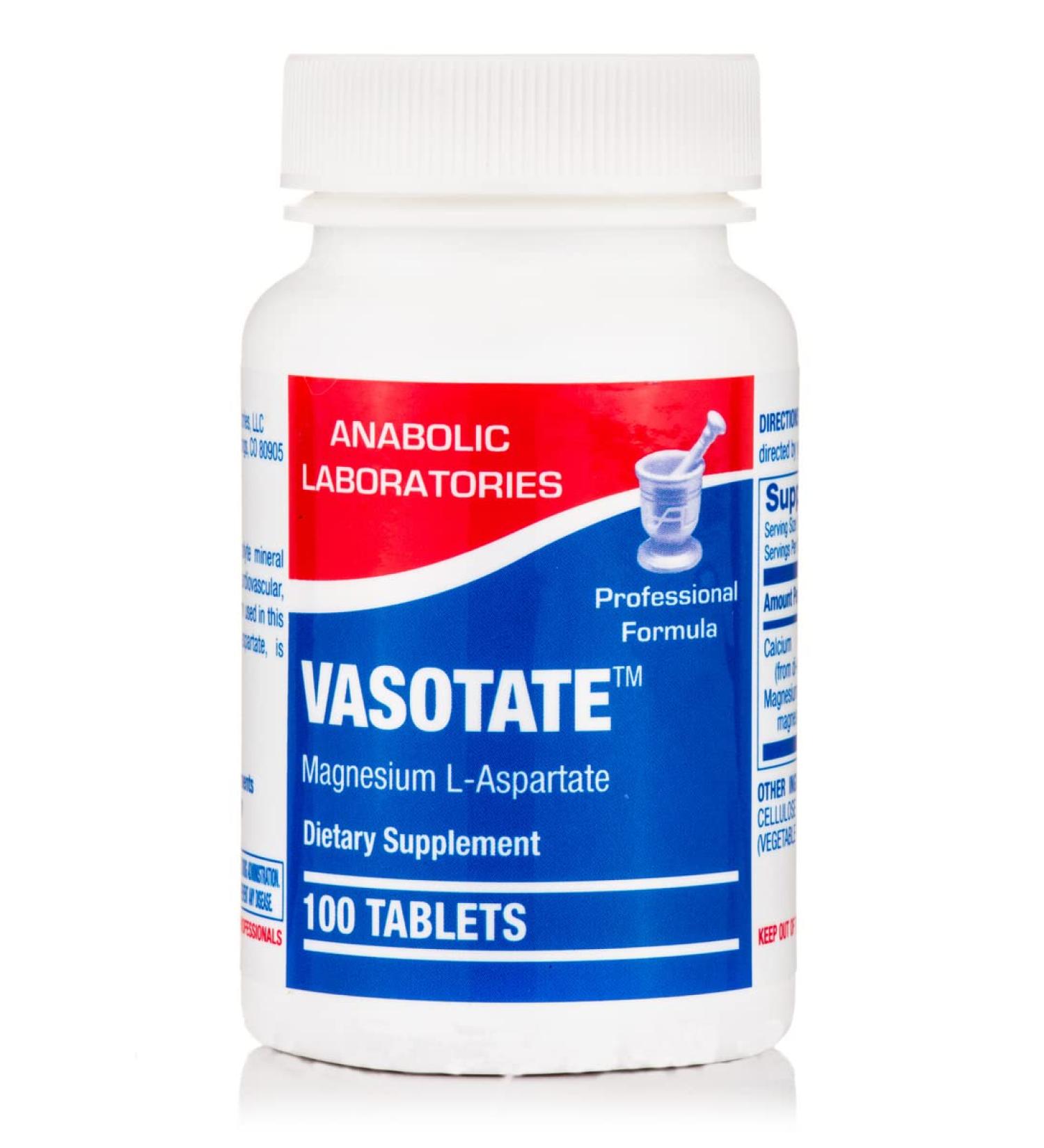 Anabolic Labs Vasotate Magnesium 100 Tablets - Fully Reacted Magnesium L-aspartate - Buy Online on GoSupps.com