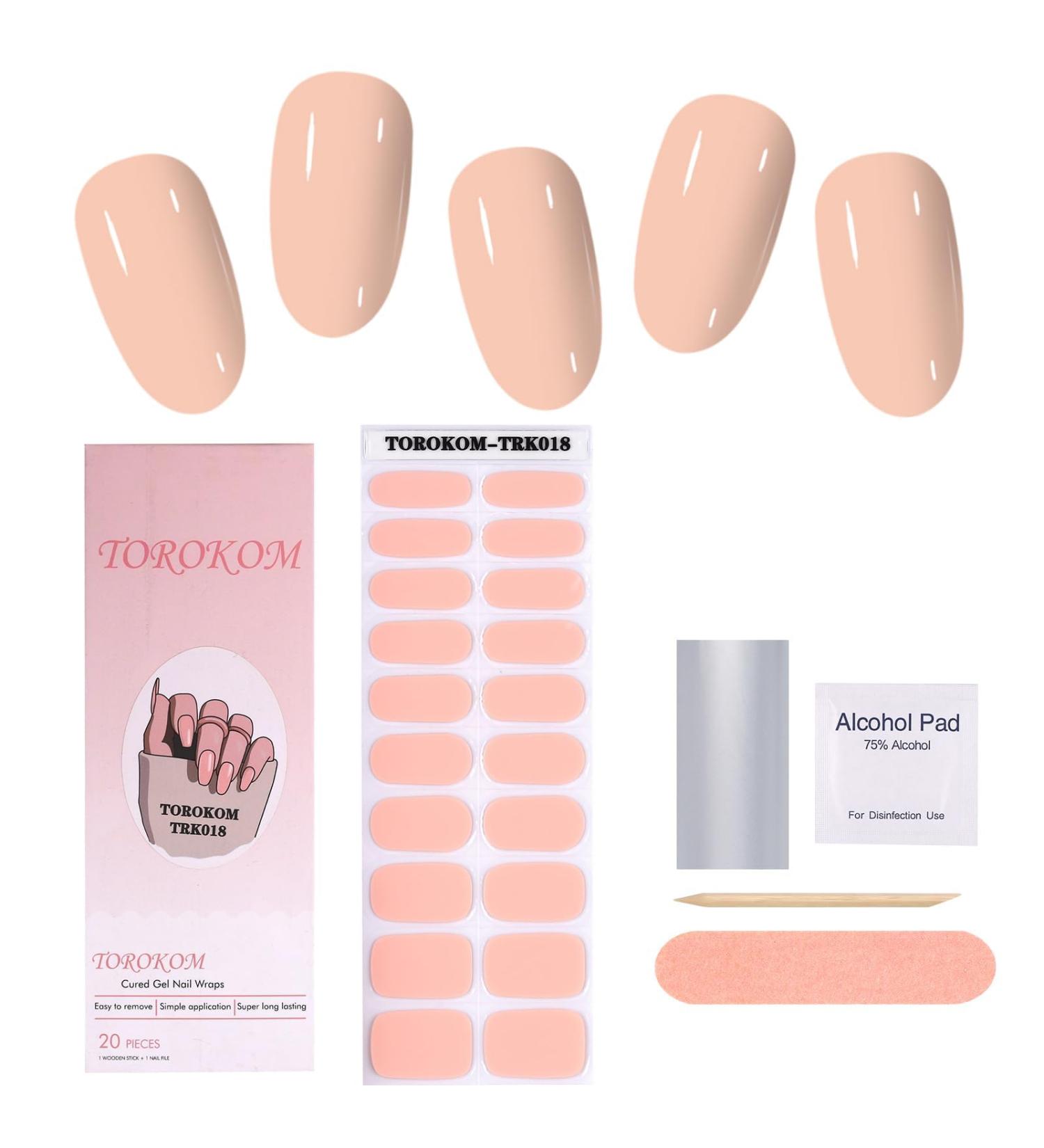 EBANKU Cured Gel Nail Strips - Long Lasting, Waterproof, and Easy to Apply Gel Nail Wraps - Includes Cuticle Stick, Nail File, and Nail Wipes - UV/LED Lamp Required - NJTZ-18 - Buy Online on GoSupps.com