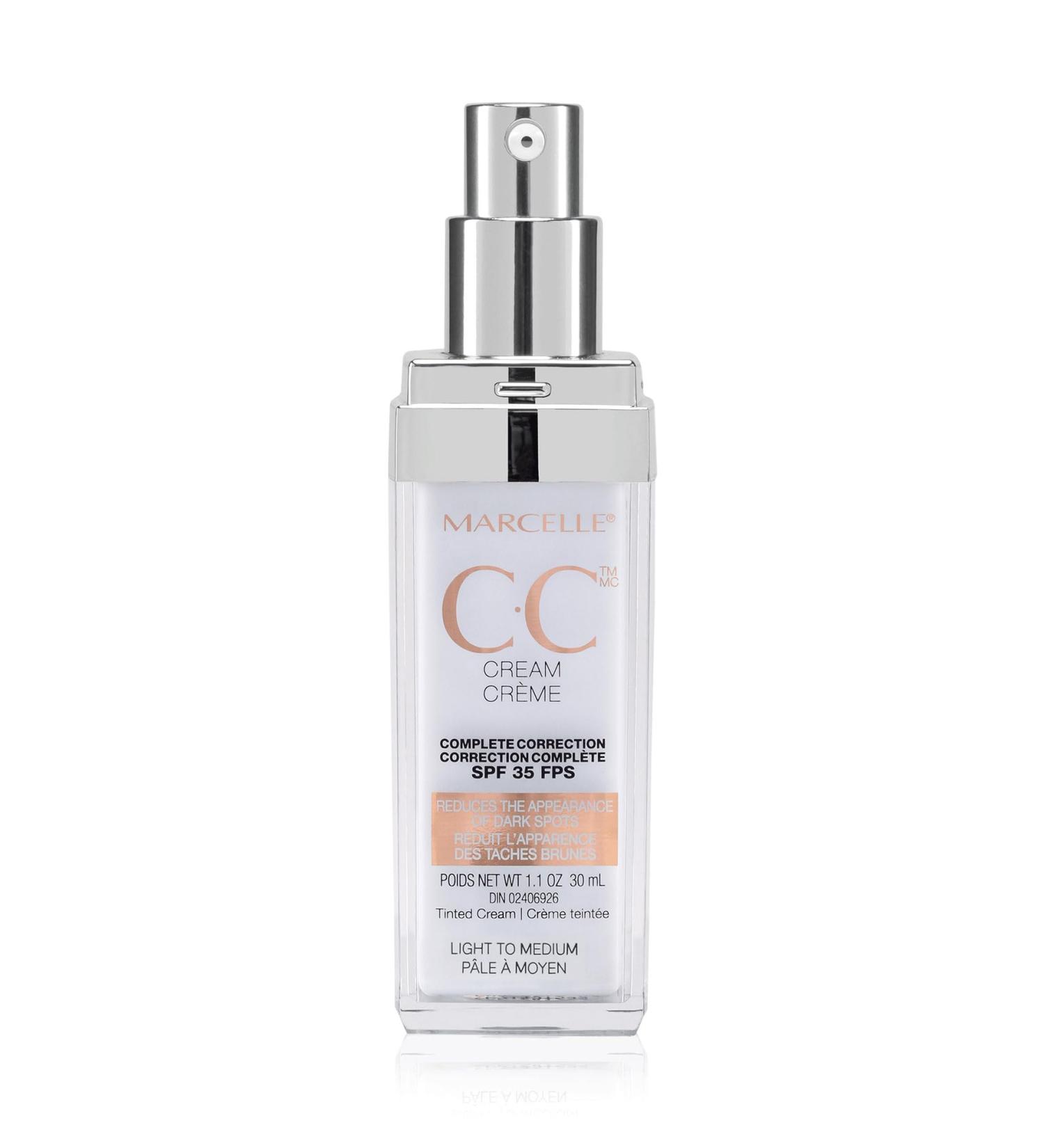 Marcelle CC Cream SPF 35 Light to Medium Complete Correction Tinted Moisturizer Non-Comedogenic Perfume-Free Paraben-Free Oil-Free Hypoallergenic Cruelty-Free 30 mL Light to Medium CC Cream - Buy Online on GoSupps.com