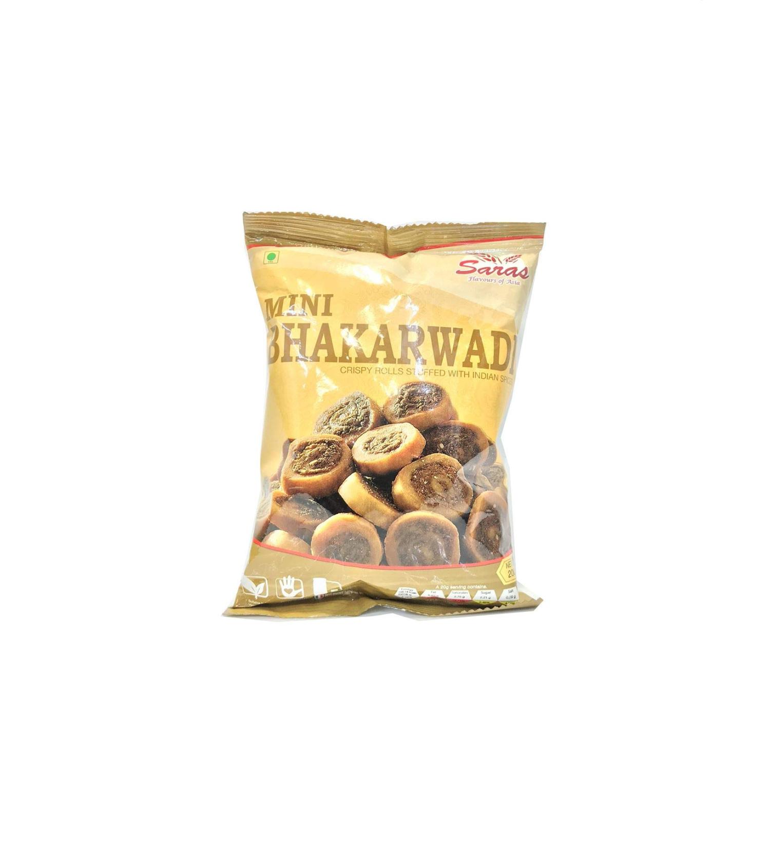 Saras Indian Snacks Namkeen Crisps - Mini Bhakharwadi 200g - Irresistible Spicy Crunch