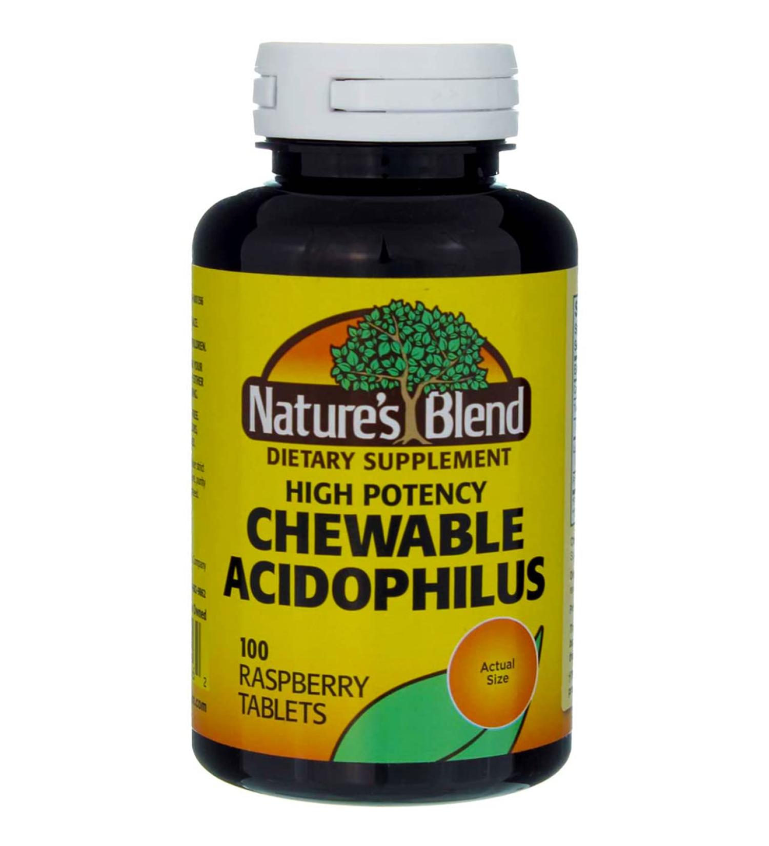 Nature's Blend Acidophilus Chewable Raspberry Flavor - 100 Tablets Pack of 5 - Buy Online on GoSupps.com