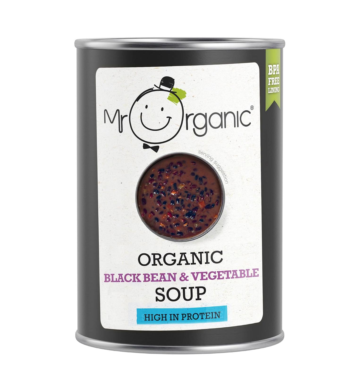  Mr Organic Mr Organic Black Bean and Vegetable Soup High in Protein Organic Ingredients Plant-Based Healthy and Comforting 400g Box - Buy Online on GoSupps.com