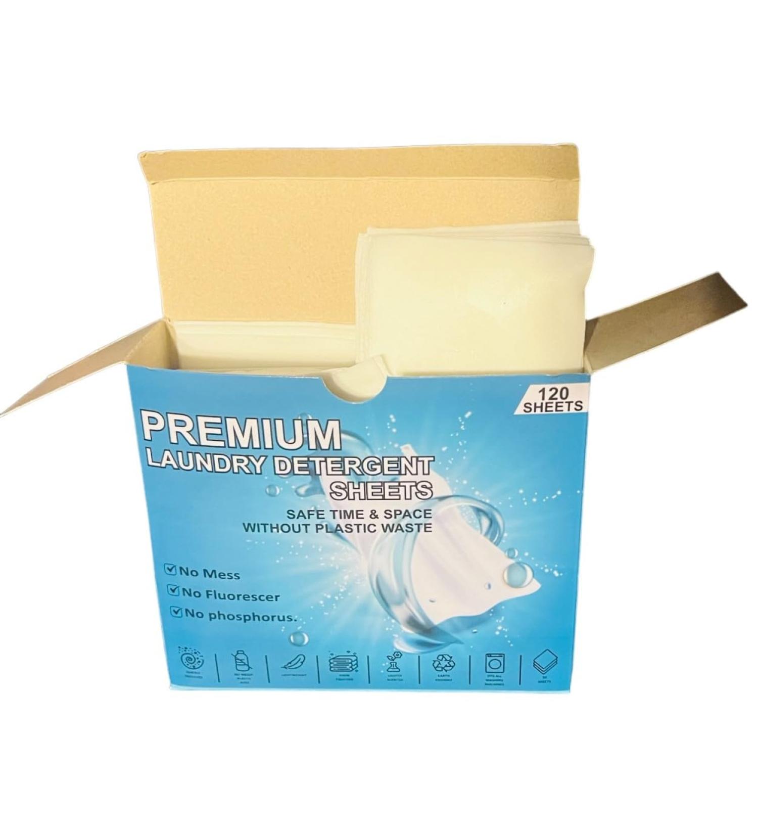 Eco-Friendly Laundry Detergent Soap Sheets - 120 Loads Easy Dissolve No Plastic Jug High Concentration - Buy Online on GoSupps.com