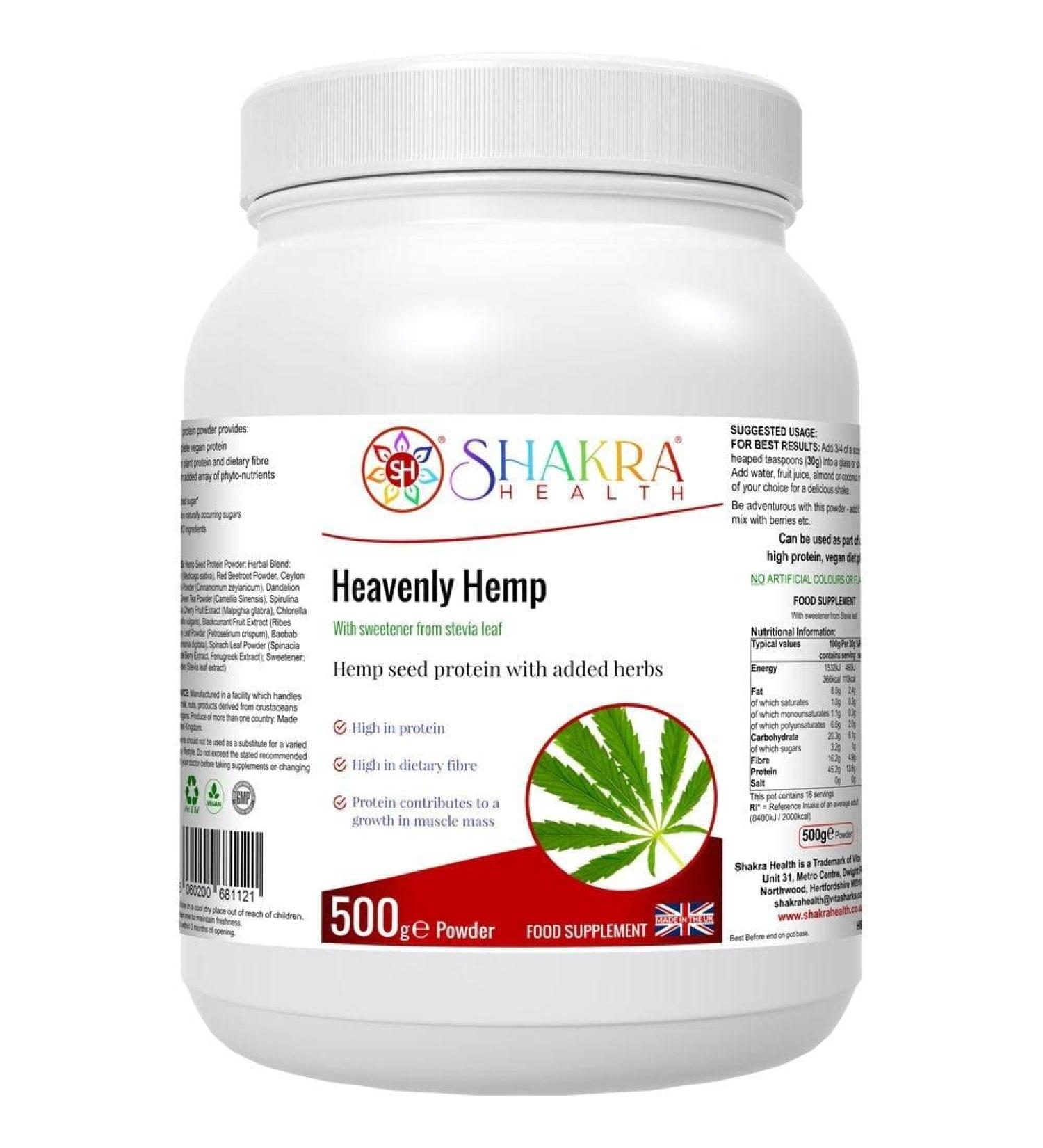 Shakra Health Heavenly Hemp Seed Plant Protein Powder - High Fiber & Superfoods for Colon and Blood Health - Buy Online on GoSupps.com