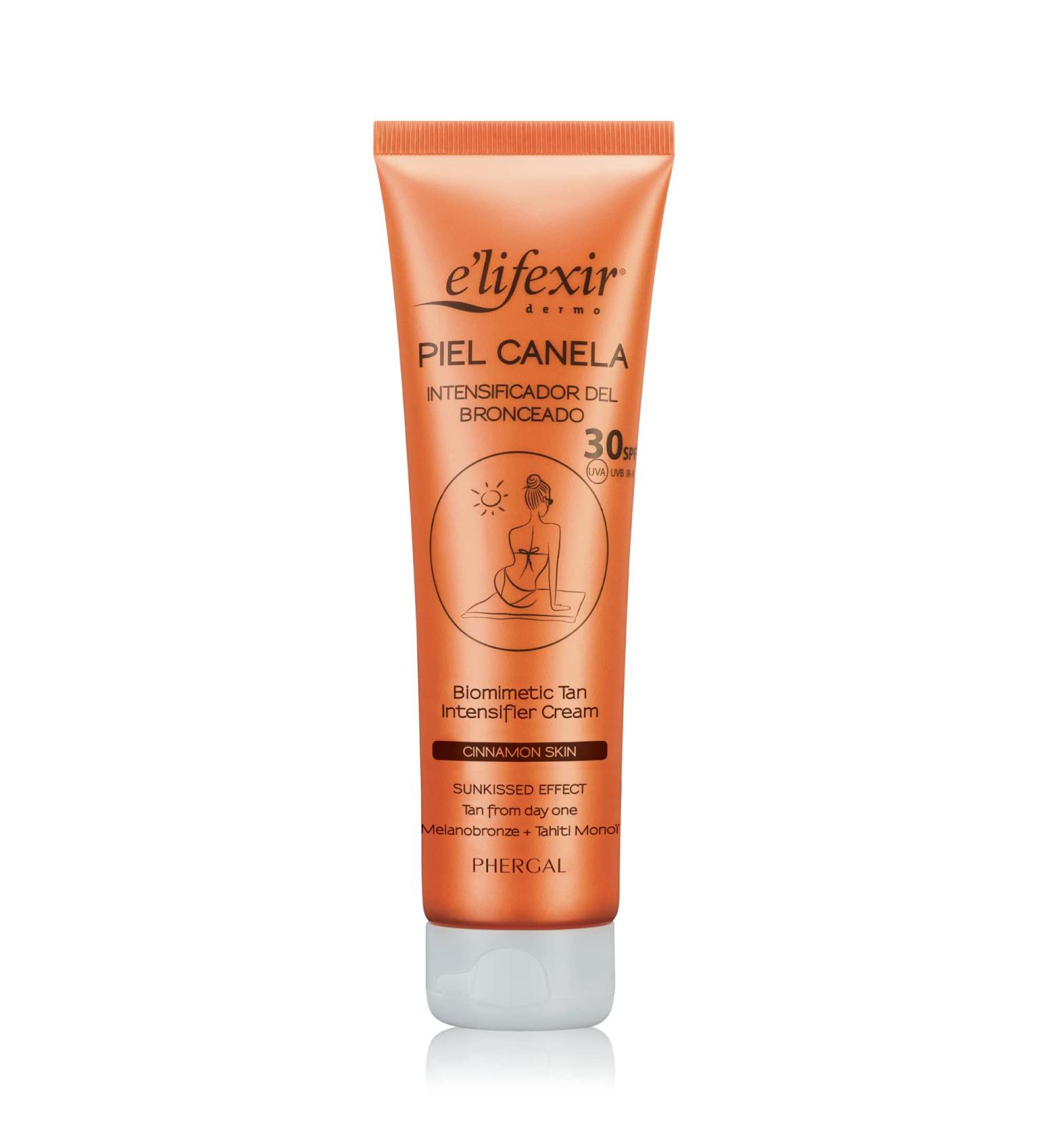 Elifexir Piel Canela. Tan Accelerator Gel | Tan Activator | Intense Natural & Long-lasting | Self-Tanning Melanin Activator | Monoi Tahiti and Shea SPF30 Waterproof 150ml - Buy Online on GoSupps.com