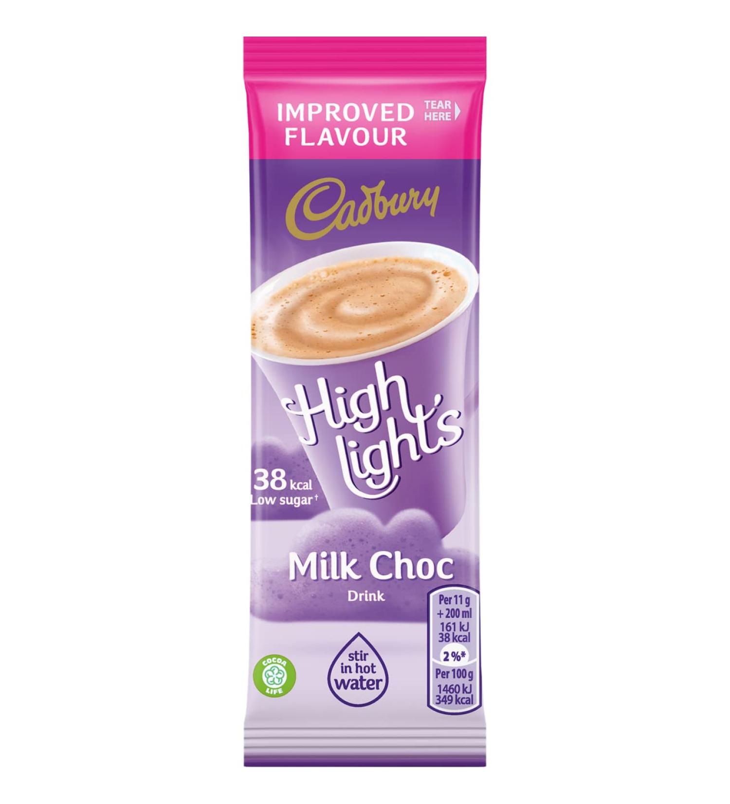  Cadbury Cadbury Chocolate High Lights Fairtrade Hot Chocolate Powder Sachets Low Calorie Ref A07590 Pack 30  - Buy Online on GoSupps.com