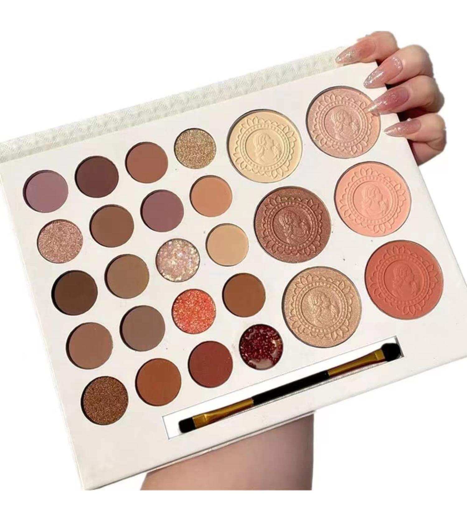 JIALII 26 Colors Eyeshadow Palette Highlight Blush Pearl Matte Glitter Eyeshadow 20 Eyeshadow and 6 Contouring Palette with - Buy Online on GoSupps.com