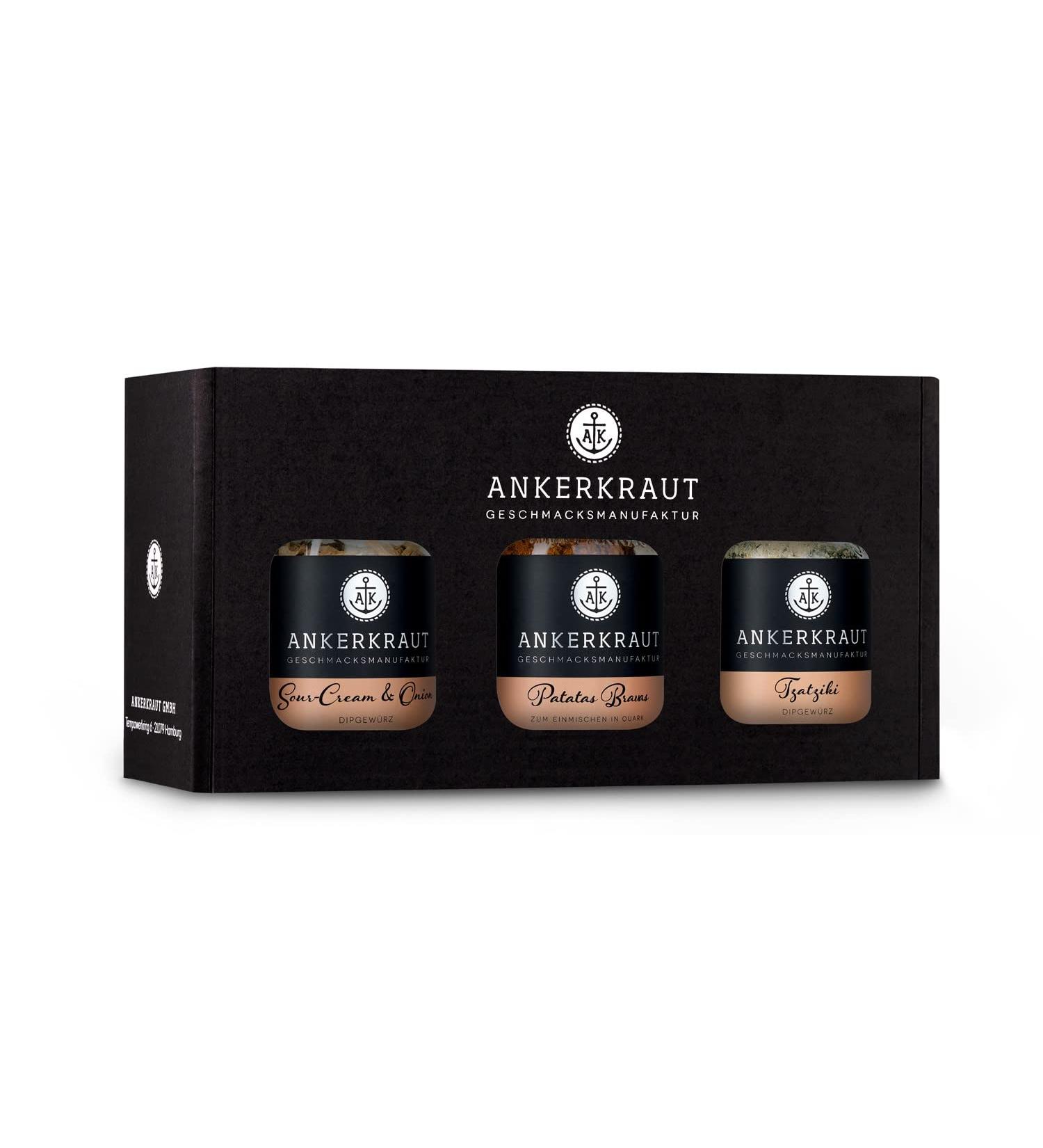 Ankerkraut Gift Set Dips | Premium Spice Box with Tzatziki Patatas Bravas & Sour-Cream & Onion | Ideal for Gourmet Gifts - International Shipping - Buy Online on GoSupps.com