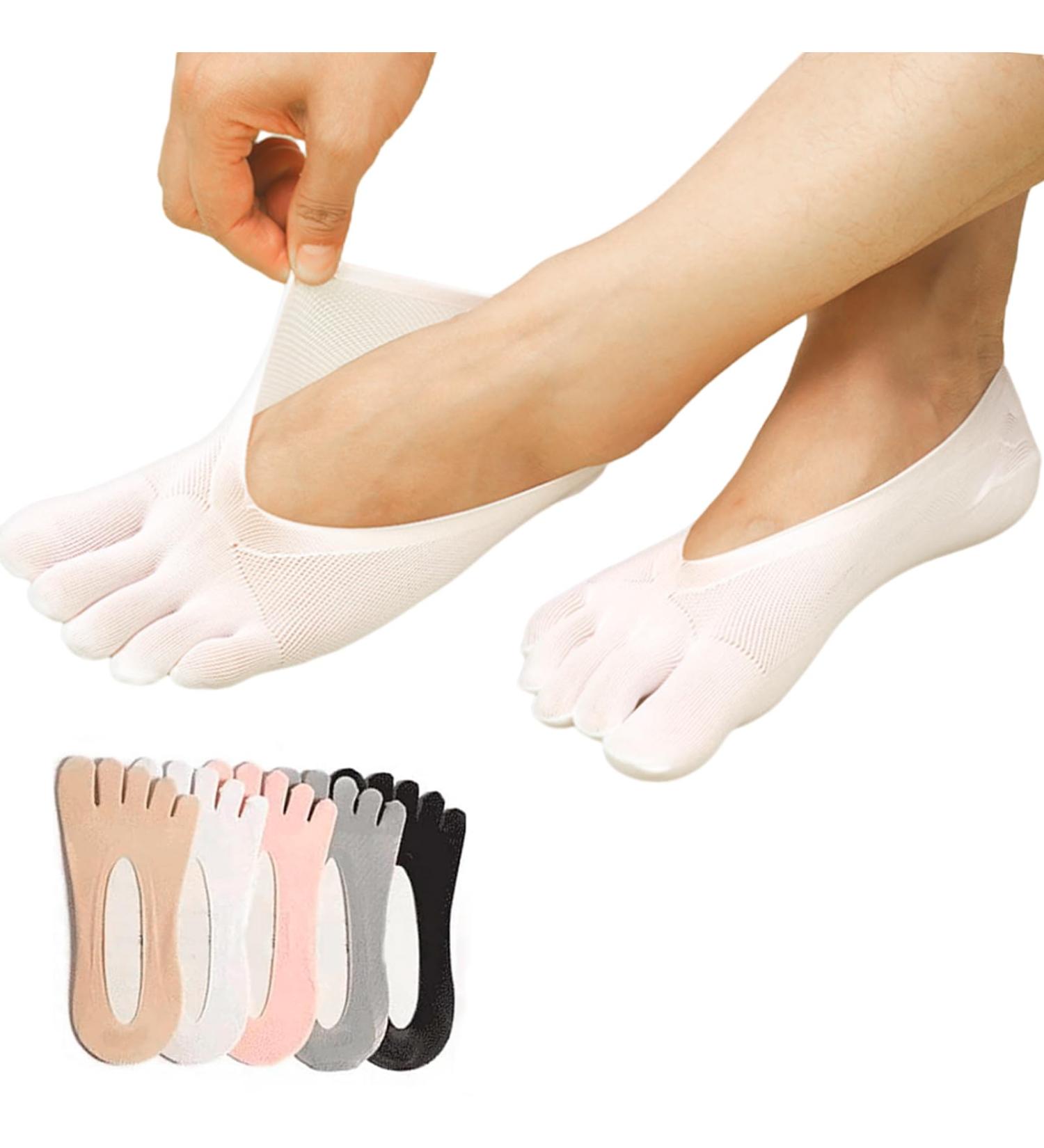 Buy 5 Pairs Women's Breathable Thin Toe Socks for Bunion Relief | Five Finger Orthopedic Compression & Separator Socks | Sizes 6-9 - Buy Online on GoSupps.com