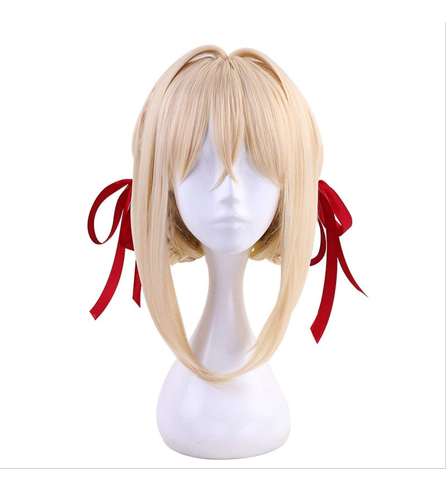 Violet Evergarden Cream Blonde Coiffure Cosplay Wig | Halloween Party Wig + Free Wig Cap - International Shipping Available - Buy Online on GoSupps.com