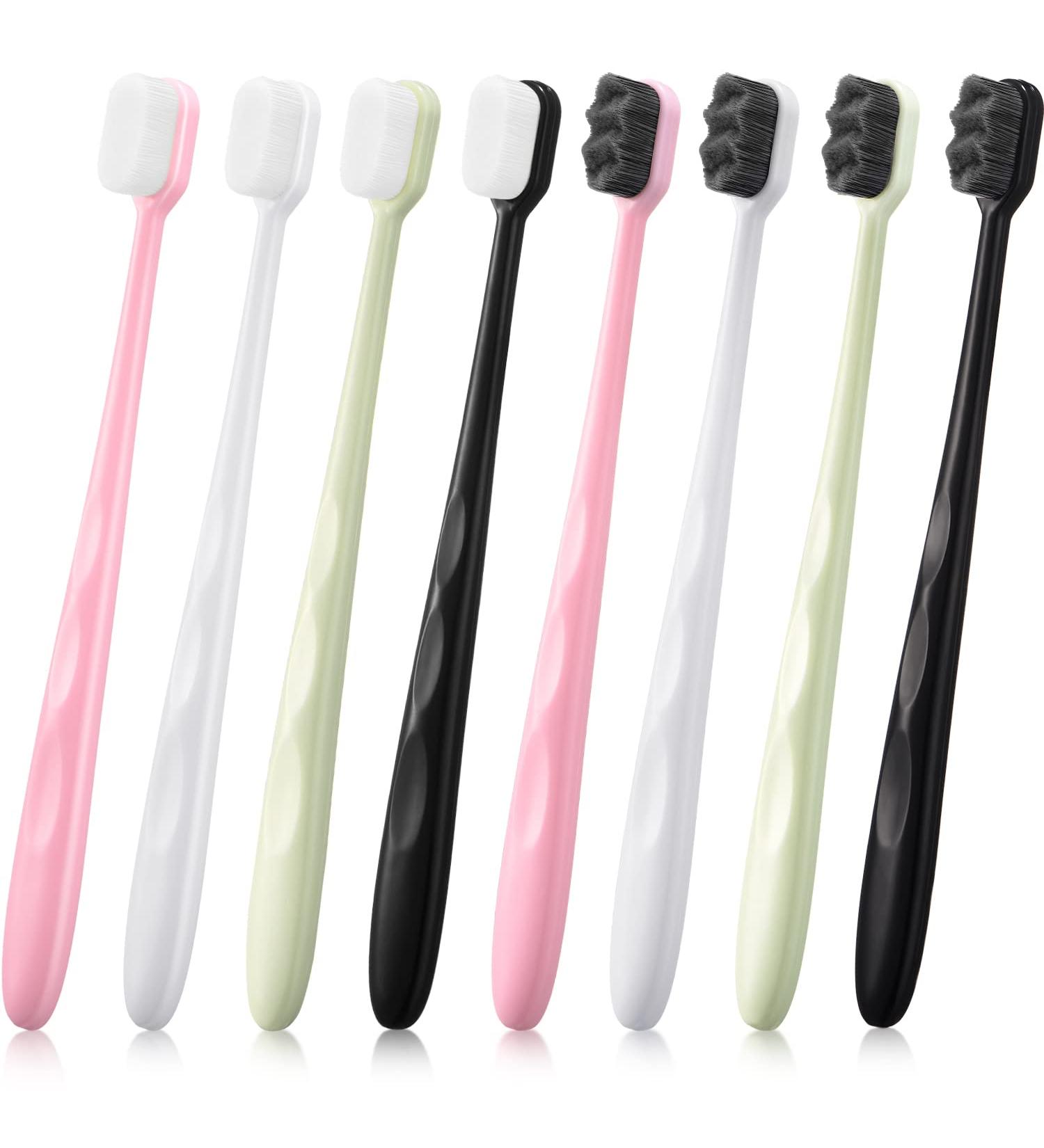 8-Piece Extra Soft Toothbrush Set for Adults | Micro Nano Silk Bristle for Sensitive Teeth | Flat & Wavy Heads for Optimal Oral Care - Buy Online on GoSupps.com
