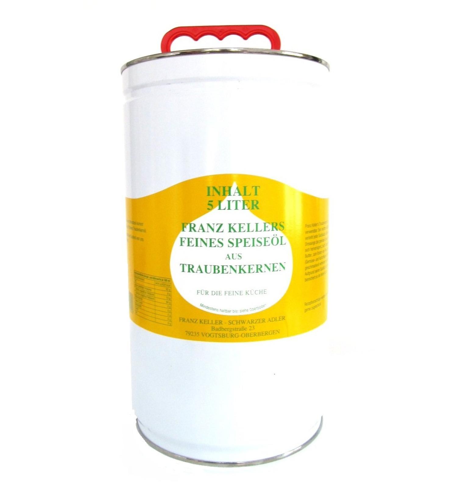 Grape Seed Oil by Franz Keller - Premium Quality 5L Canister for Cooking & Skin Care | International Shipping Available - Buy Online on GoSupps.com
