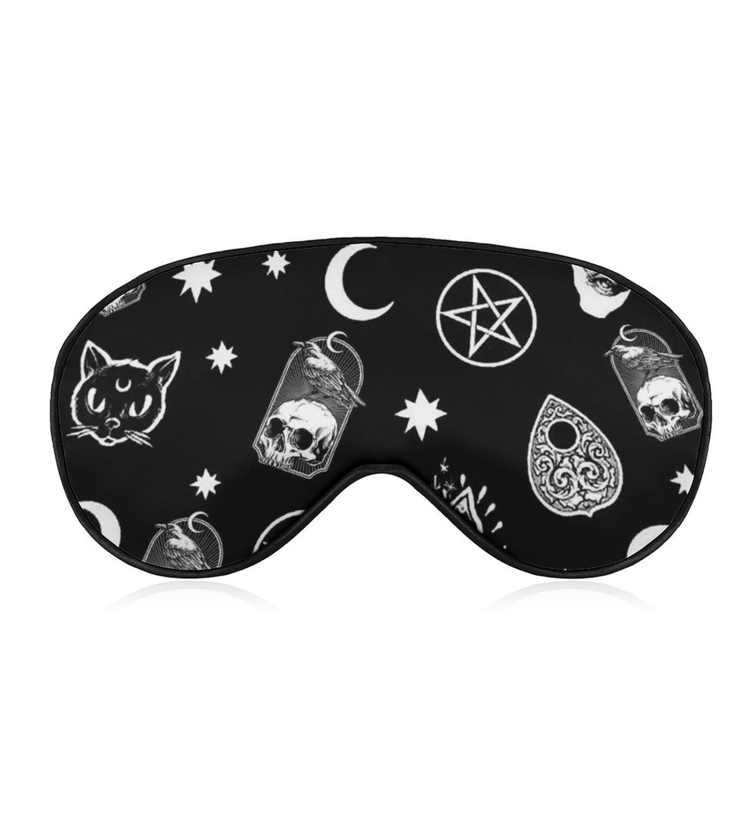 AMRANDOM Super Smooth Soft Skull Cat Moon Gothic Eye Mask | 3D Eye Cover for Men & Women | Relieve Eye Stress | Travel & Naps Blindfold - Buy Online on GoSupps.com