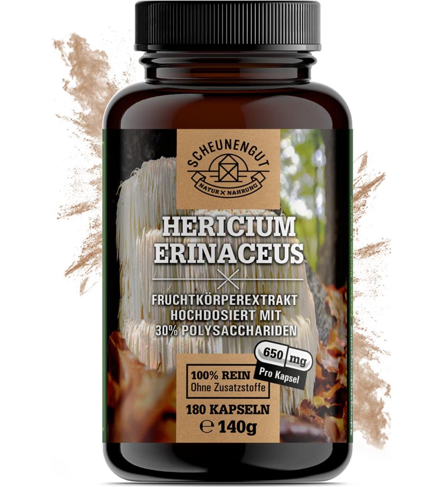 Buy Lions MAN 1950MG Daily Dose - 30:1 Hericium Erinaceus Extract | 30% Polysaccharides & 5% Beta Glucan | 180 Capsules - DE Scheunengut  - Buy Online on GoSupps.com