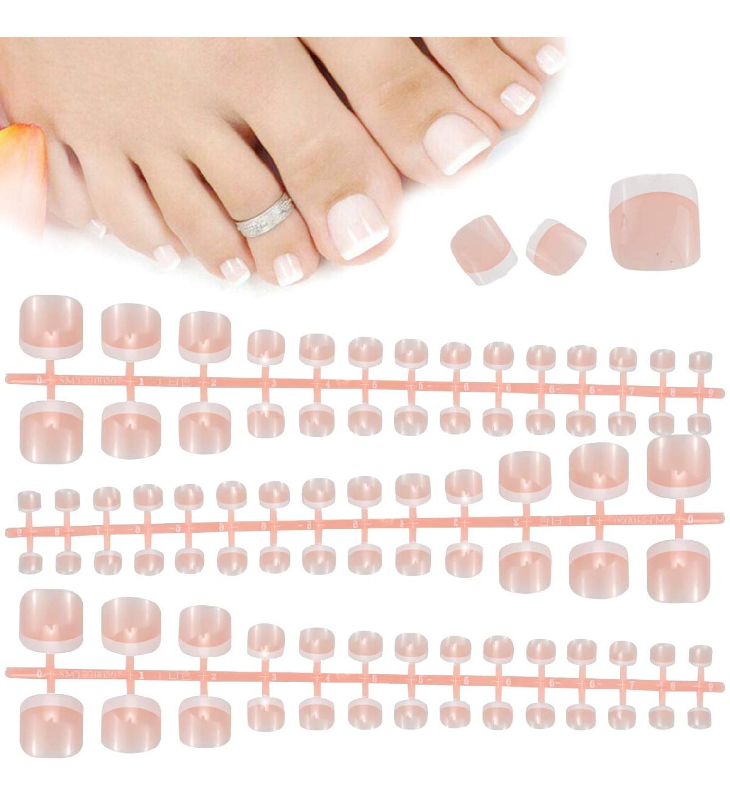 84-Piece French False Toenails 14 Size Full Cover Tips for Women & Girls | Acrylic Nail Decoration - Buy Online on GoSupps.com