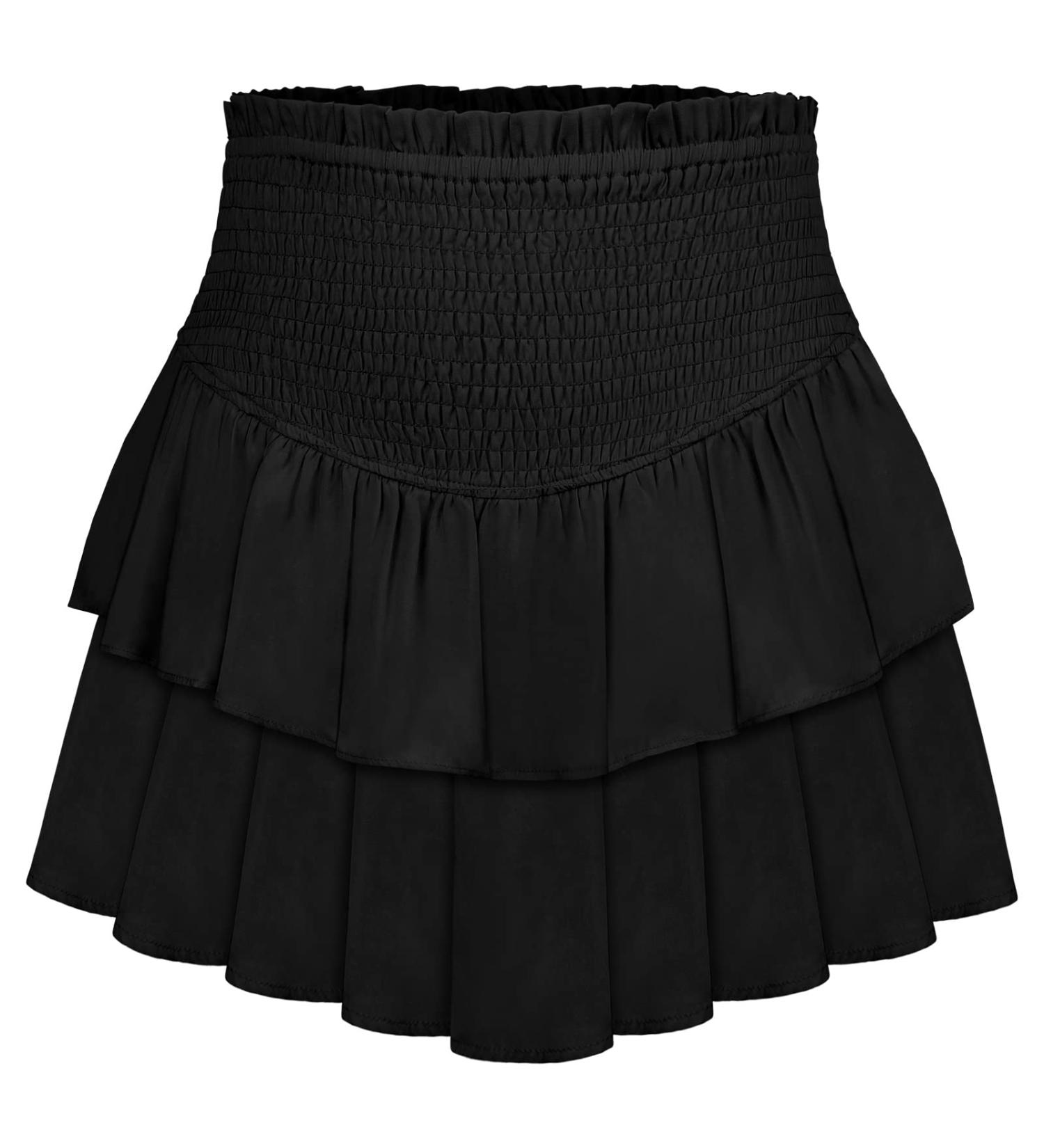 LAEMILIA Women's Floral Print Elastic Waist Flared Mini Skater Skirt - Black - Buy Online on GoSupps.com