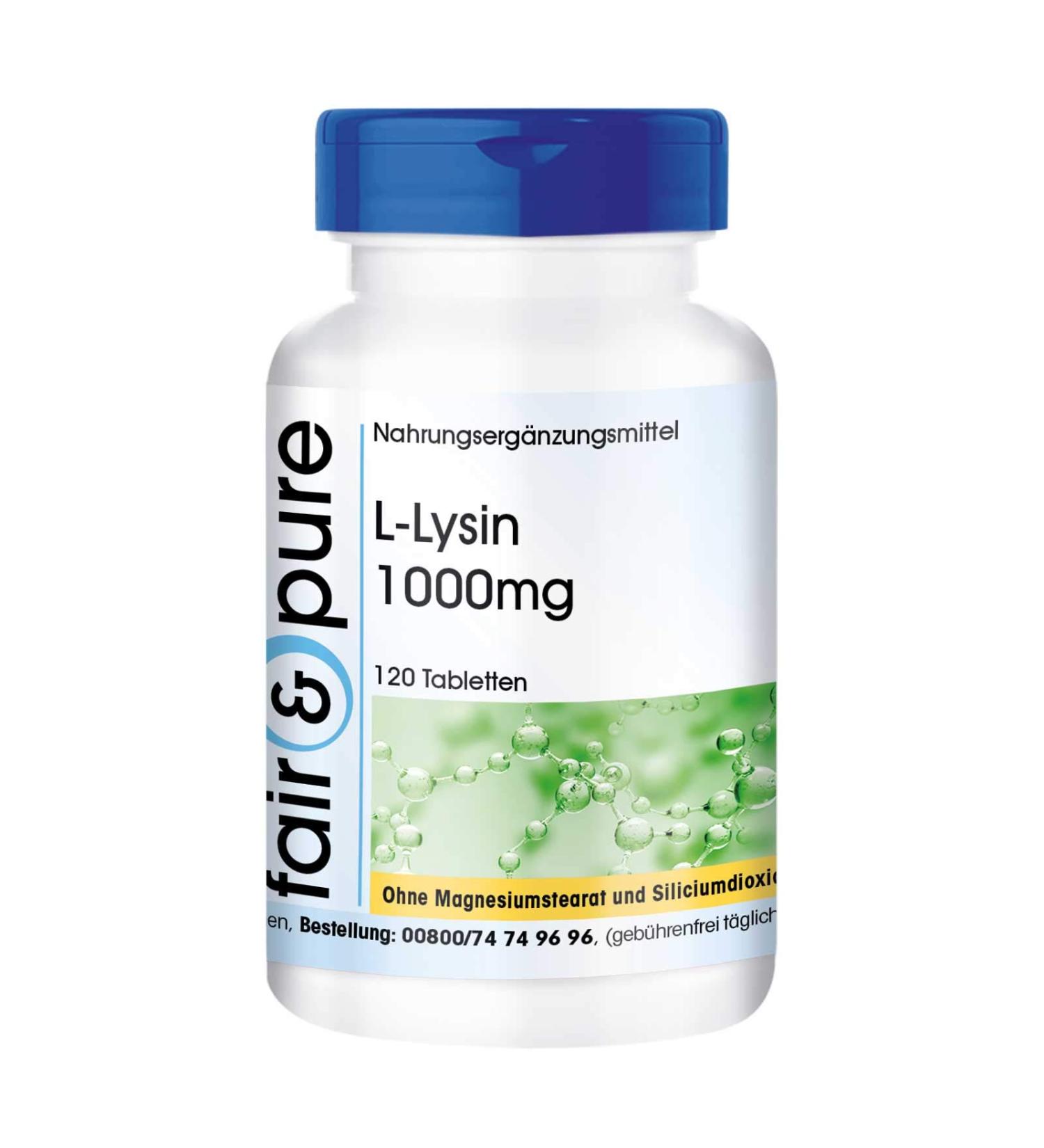 Fair & Pure L-Lysine Tablets 1000mg - High Dose Vegan Supplement - 120 Count for Immune Support & Health - Buy Online on GoSupps.com