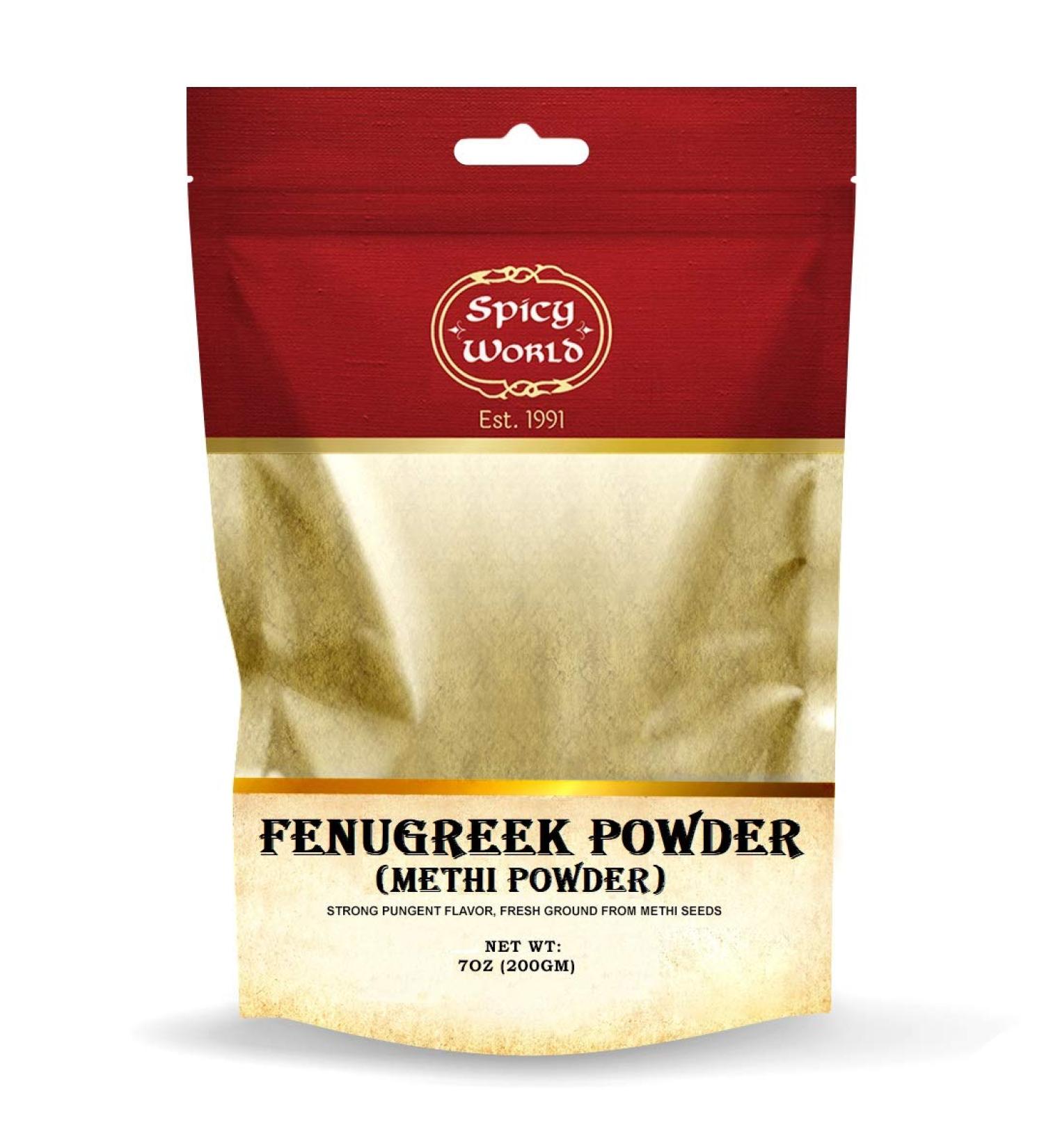 Spicy World Fenugreek Powder 7 Oz Bag (200g) - Ground Methi Seeds - All Natural Indian Spice - Buy Online on GoSupps.com
