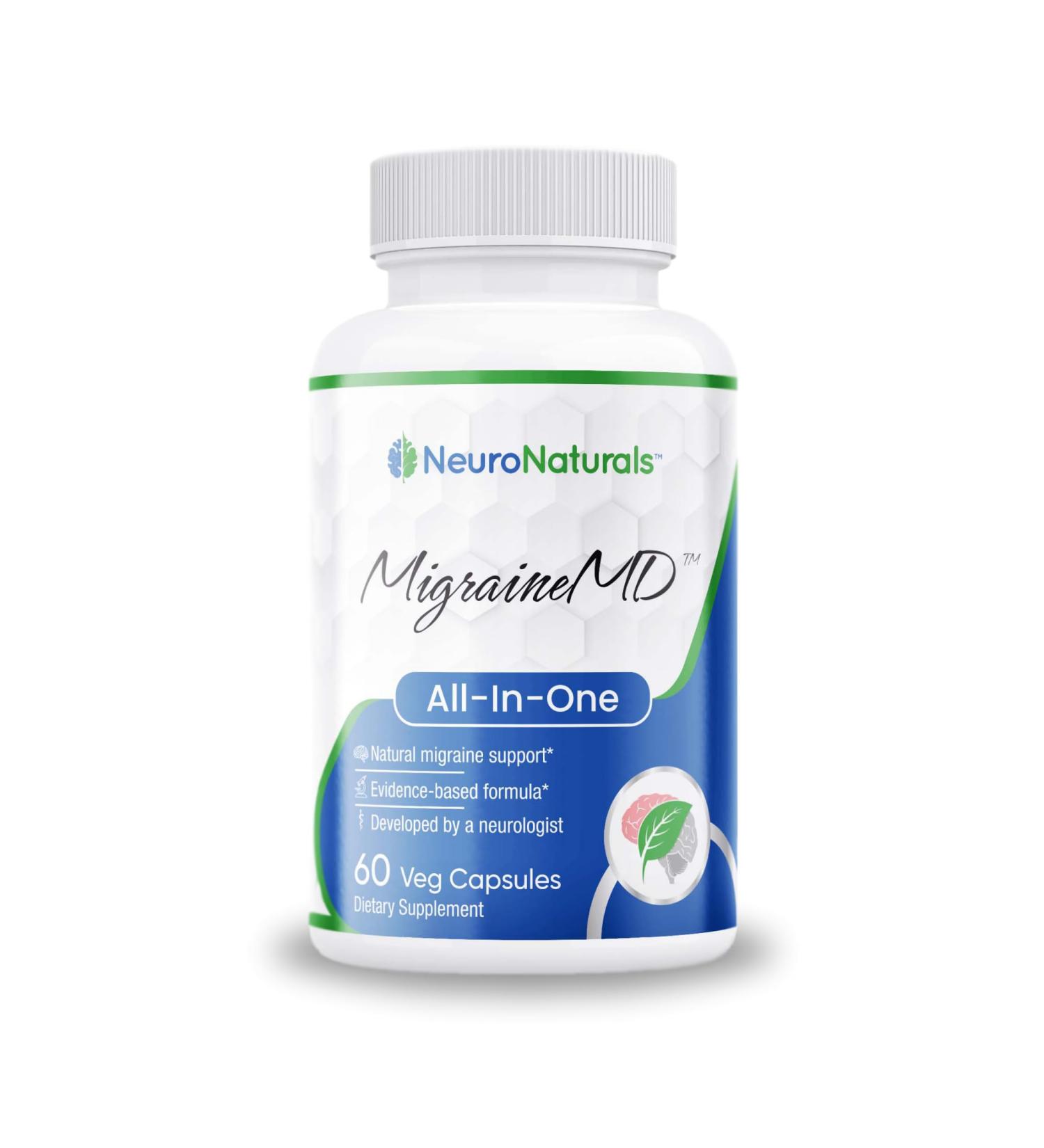 MigraineMD - Natural Migraine Prevention, Headache Relief, CoQ10, Magnesium Glycinate, Melatonin, Vitamin B2, Vitamin D3, 60 Capsules - Buy Online on GoSupps.com