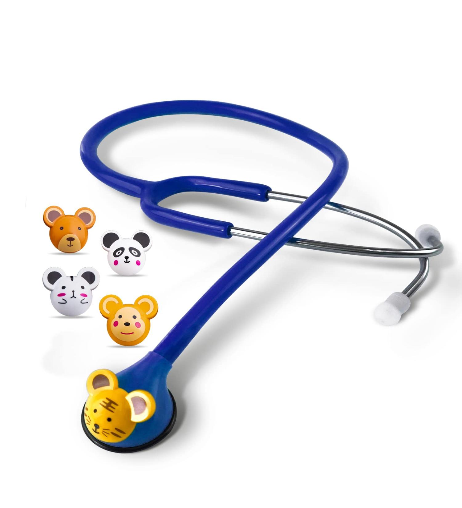 SCIAN Kids Real Working Stethoscope - Professional Quality with 5 Interchangeable Cartoon Heads - Ideal for Doctors, Nurses, Clinicians, and Home Use - Blue Color - Buy Online on GoSupps.com