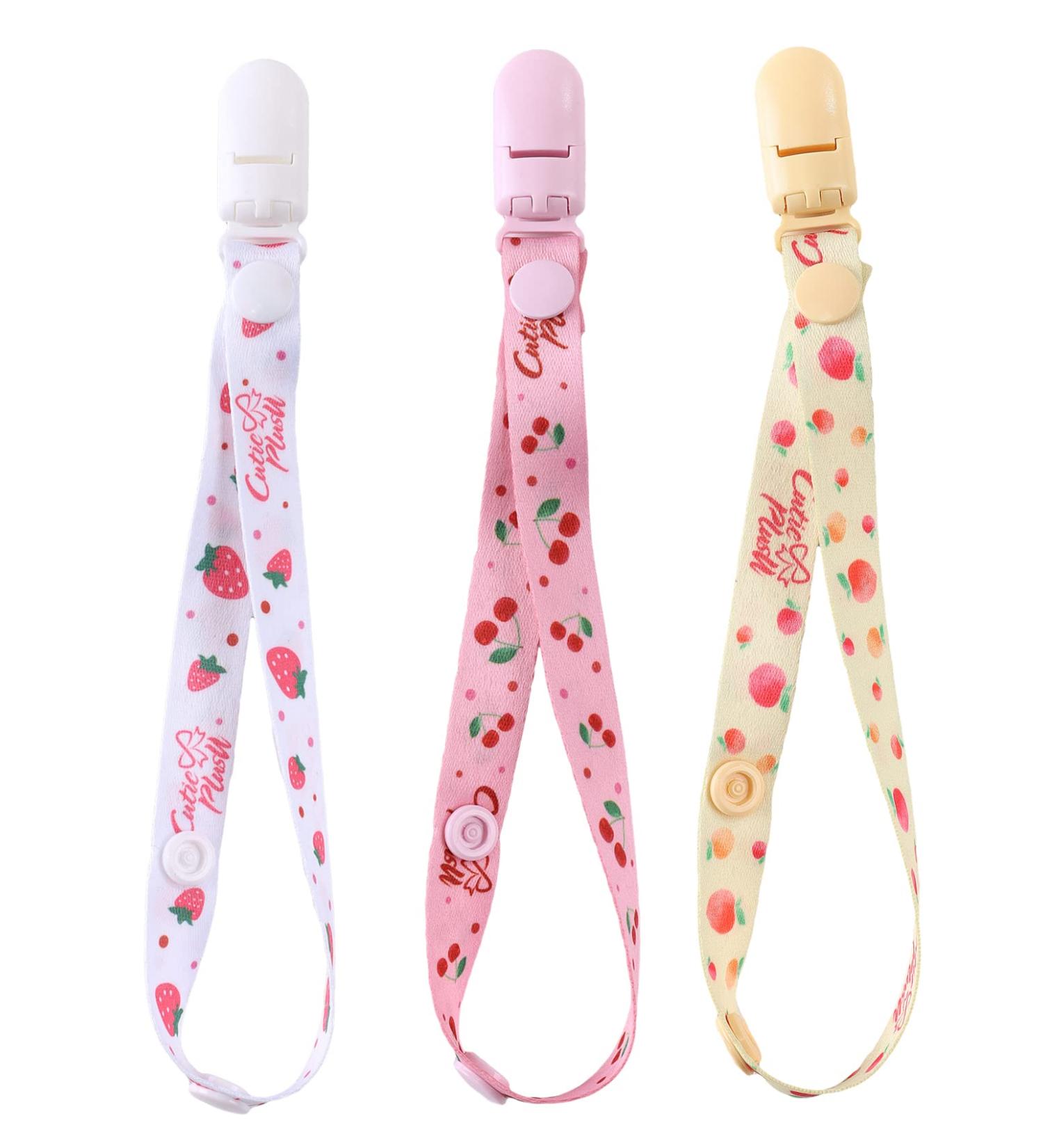 CutiePlusU Adult Pacifier Clip Anyard Holder 3 Pack - Fruit Party Designs, Adult Size (Strawberries, Cherries, Peaches) - Buy Online on GoSupps.com