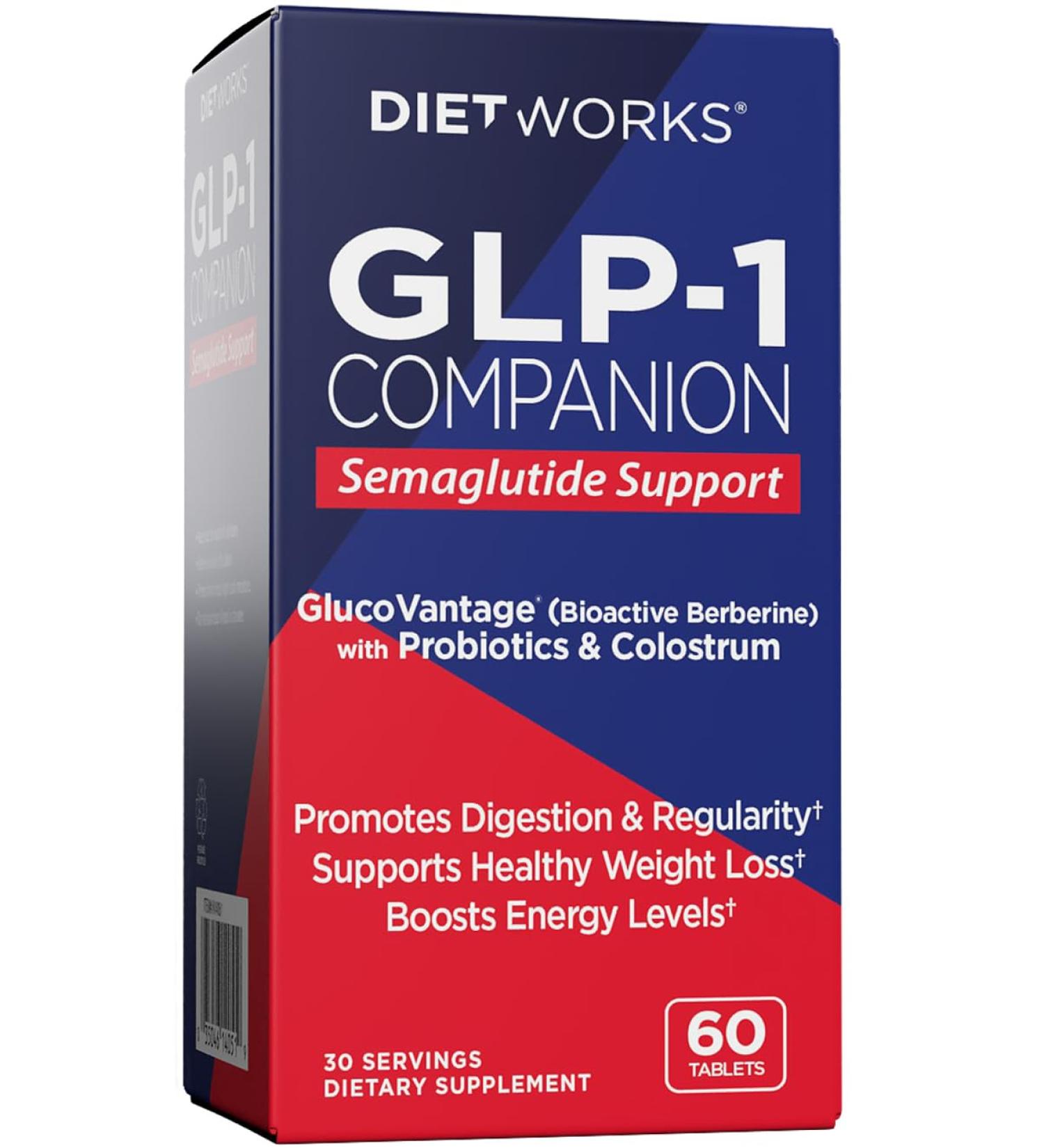 DietWorks GLP-1 Companion Semaglutide Support Promotes Digestion and Regularity Boosts Energy Levels 60 Tablets - Buy Online on GoSupps.com