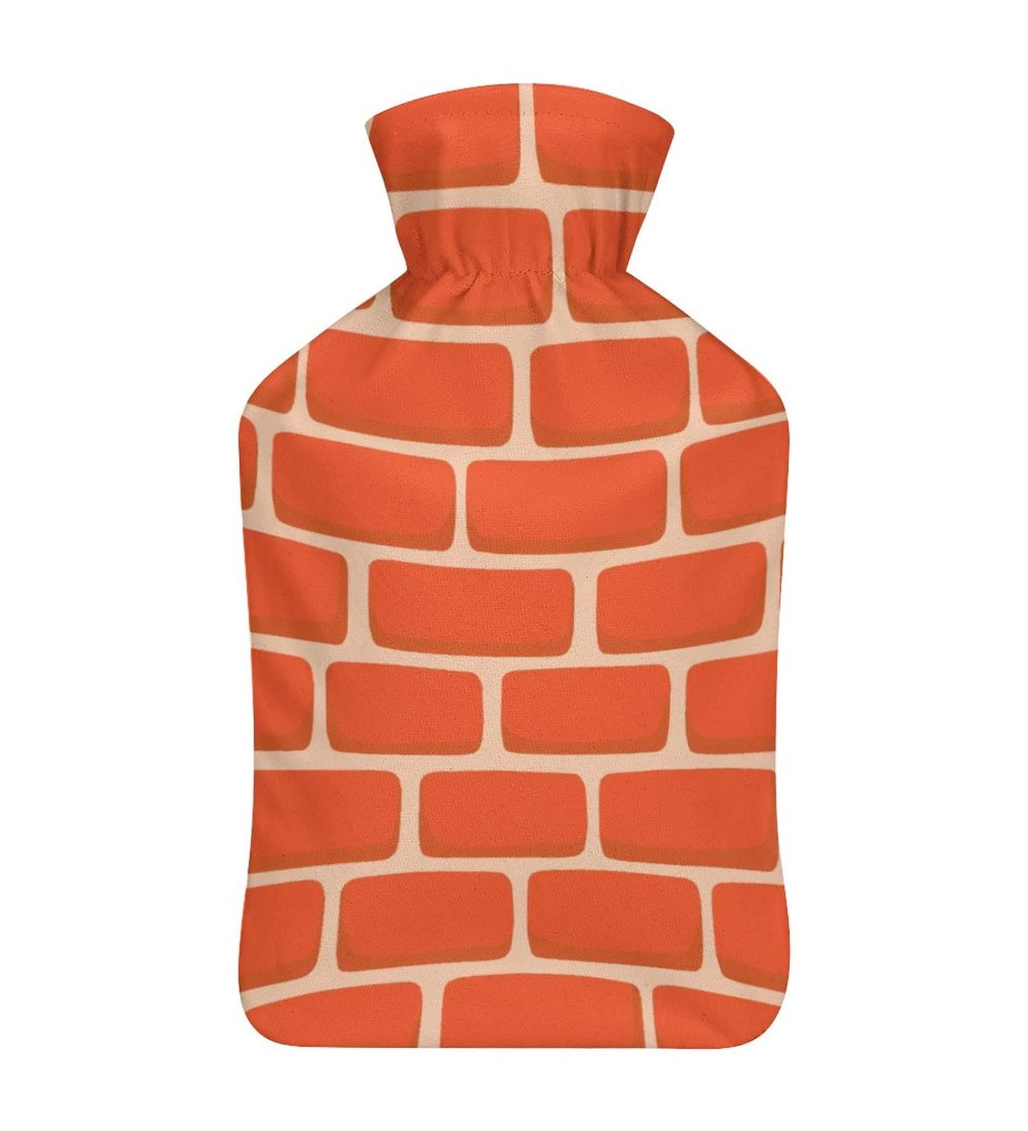 Red Brick Wall Hot Water Bottle with Plush Cover - Hand Warmer for Adults & Kids 26.5x15.3cm - International Shipping Available - Buy Online on GoSupps.com