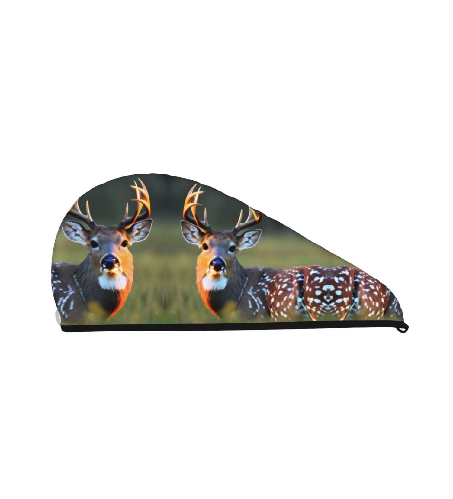 Cute Deer Coral Velvet Dry Hair Cap - Unisex Wet Towel Wrap for Bathroom Pool Party Beach & Home | International Shipping Available - Buy Online on GoSupps.com