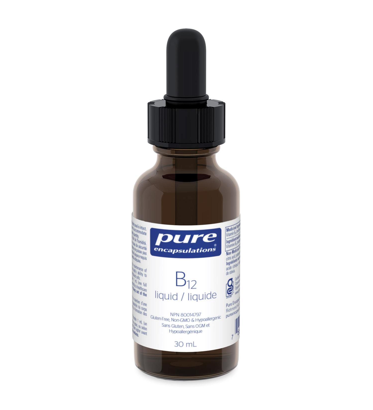 Pure Encapsulations B12 Liquid - B12 as Methylcobalamin - For Energy Metabolism & Red Blood Cell Formation - Liquid Drops - 30 mL - Buy Online on GoSupps.com