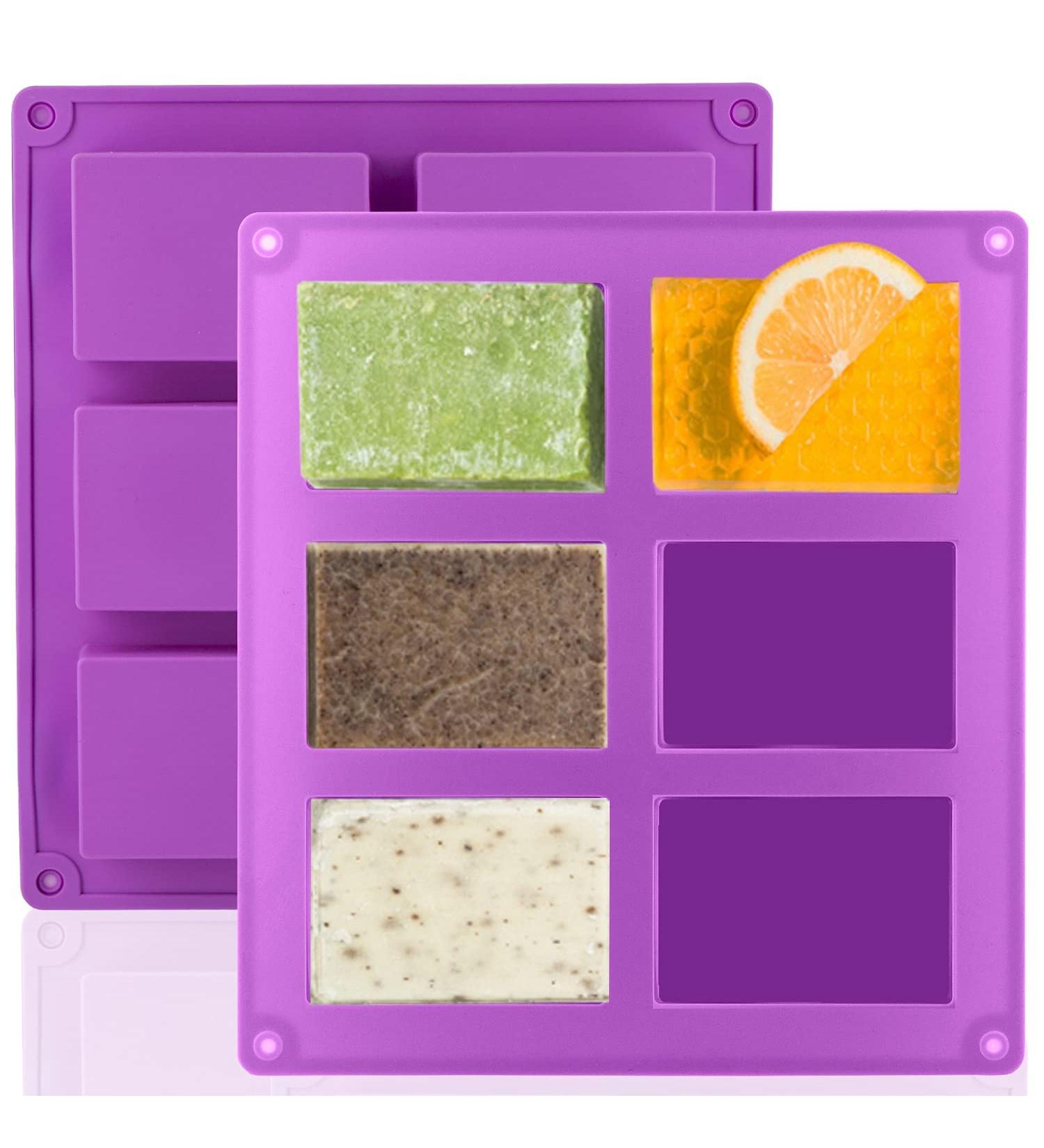 LERYKIN 2 Pack Silicone Rectangle Soap Molds - Ideal for Homemade Craft, Chocolate, Cake, Ice Cubes - Easy Release Design (Purple) - Buy Online on GoSupps.com