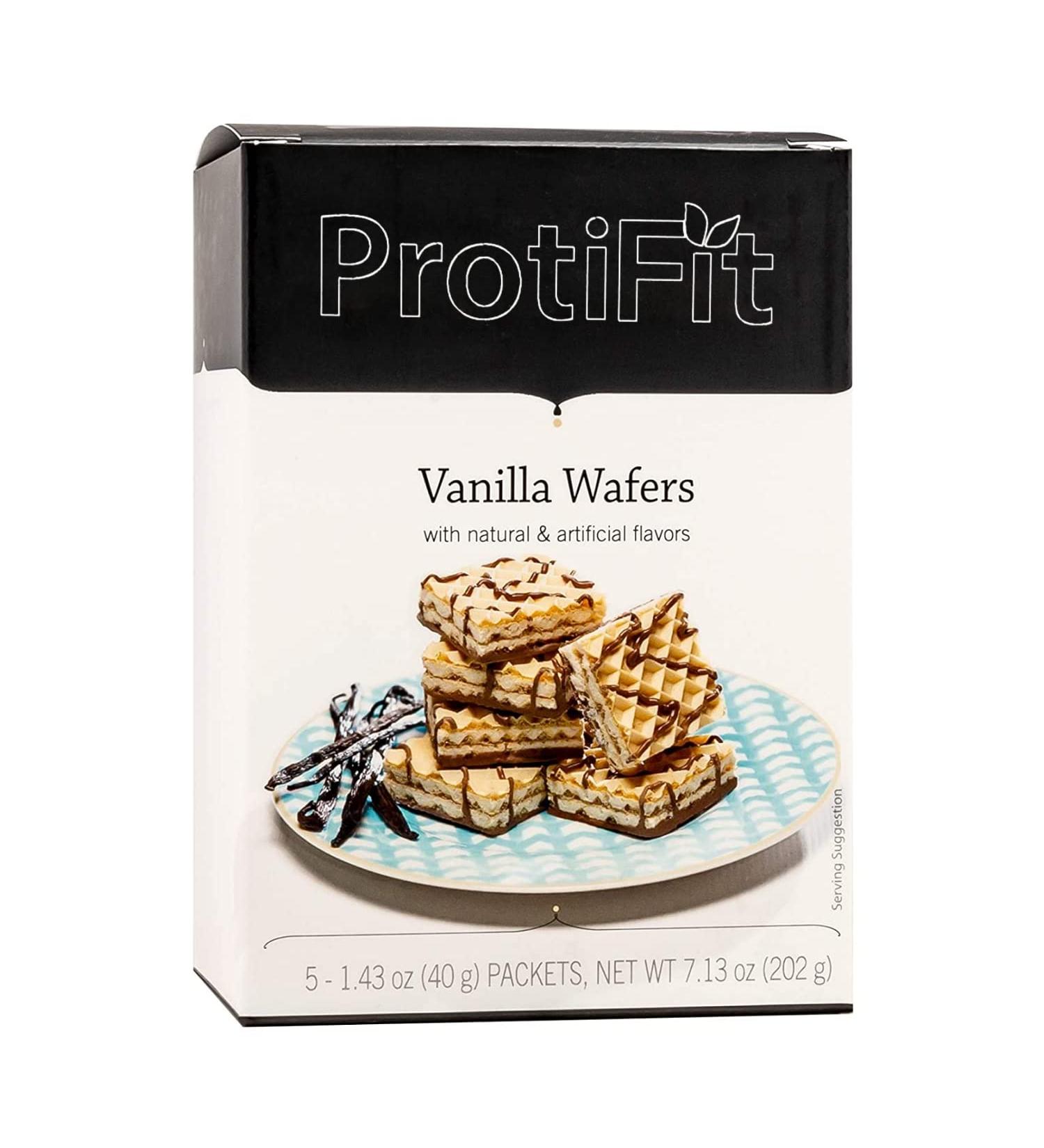 Proti Fit High Protein Wafer Bar - Vanilla (5 Servings/Box) - Trans Fat Free Aspartame Free Cholesterol Free Vanilla 5 Count (Pack of 1)