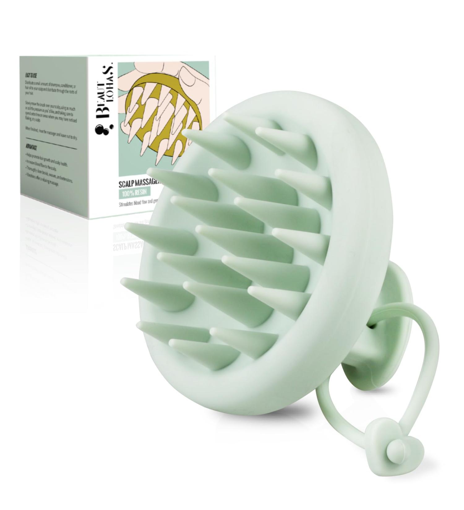 Head Massage Brush - Silicone Scalp Massager for Dandruff Hair Growth & Relaxation | Shop Green - Buy Online on GoSupps.com