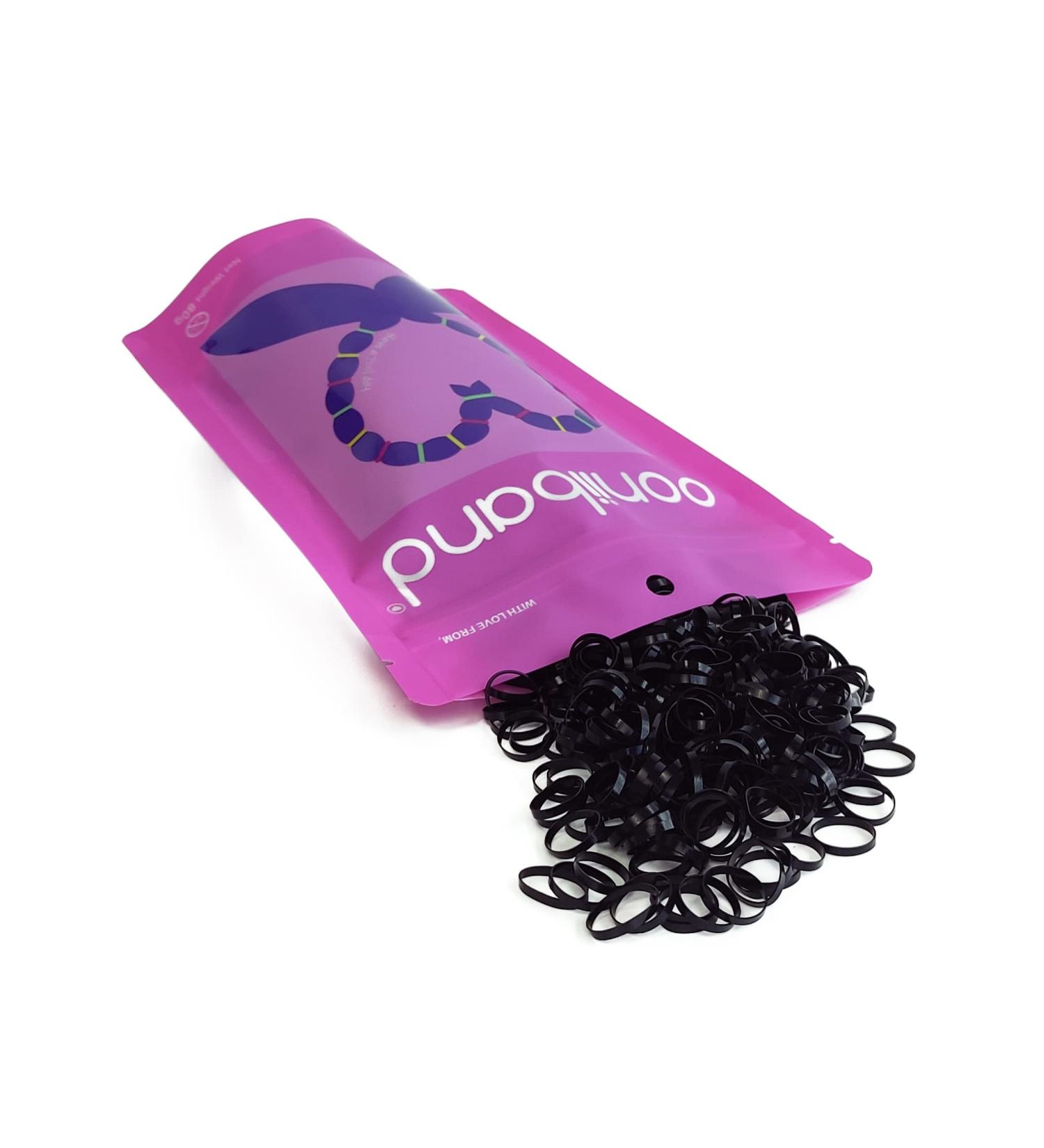 PONIIBAND Premium Latex-Free Hair Elastic Tie Bands - Midnight Black (2000 pcs) - Buy Online on GoSupps.com