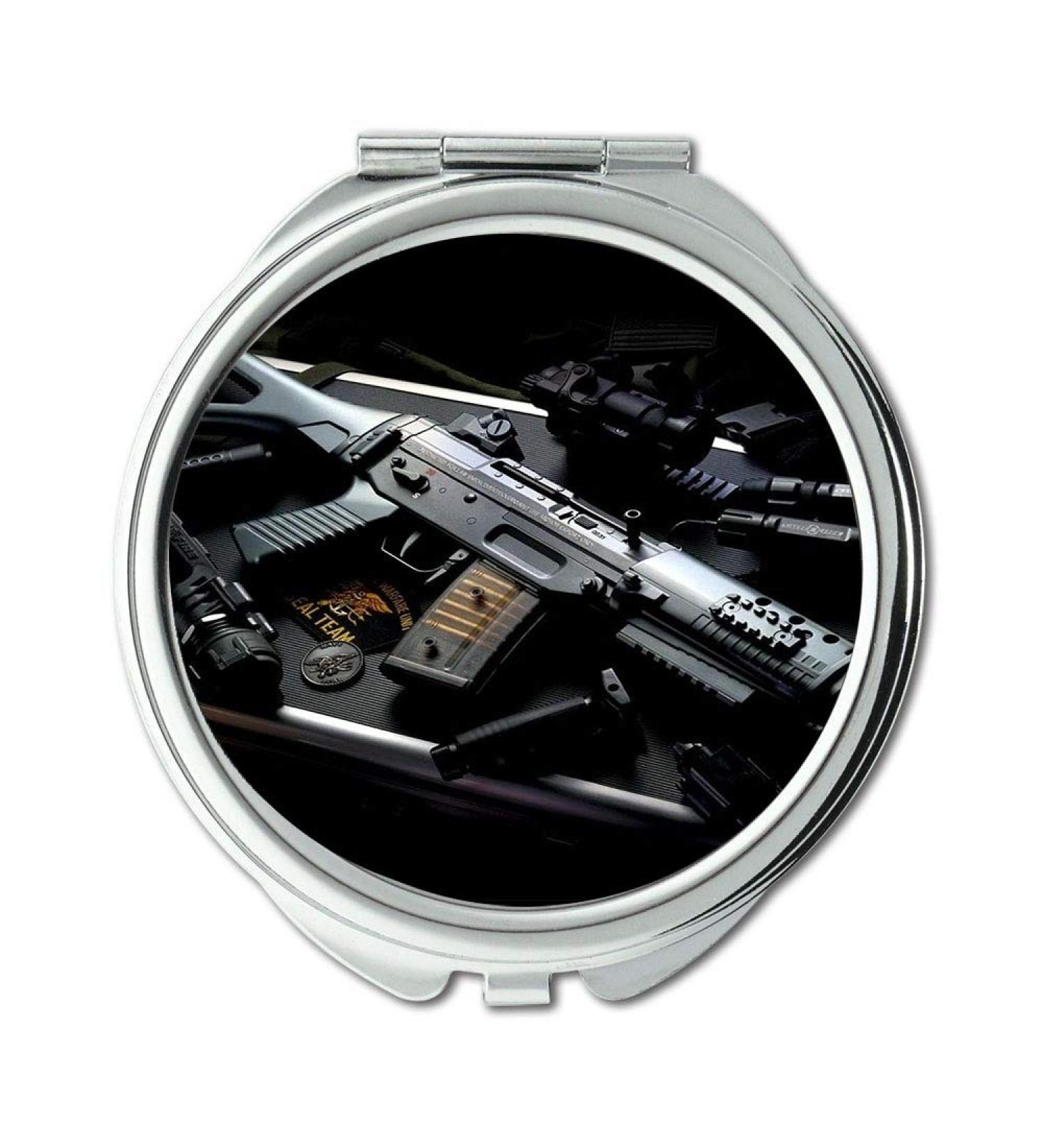Mirror makeup mirror gun purse Round Mirror latest gun pocket mirror portable mirror - Buy Online on GoSupps.com