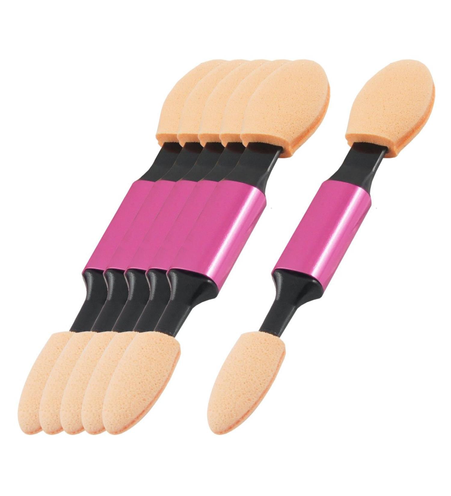 Ruilogod Woman Cosmetic Tool Two End Eye Shadow Brush Fuchsia 6 Pcs