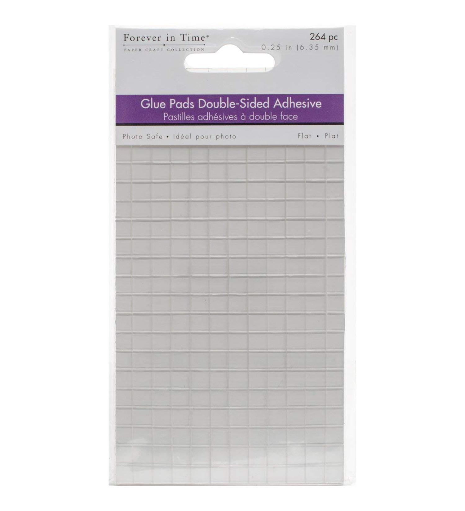 Forever in Time Double Sided Square Glue Pads 1/4-Inch 264 Per Package Clear Flat