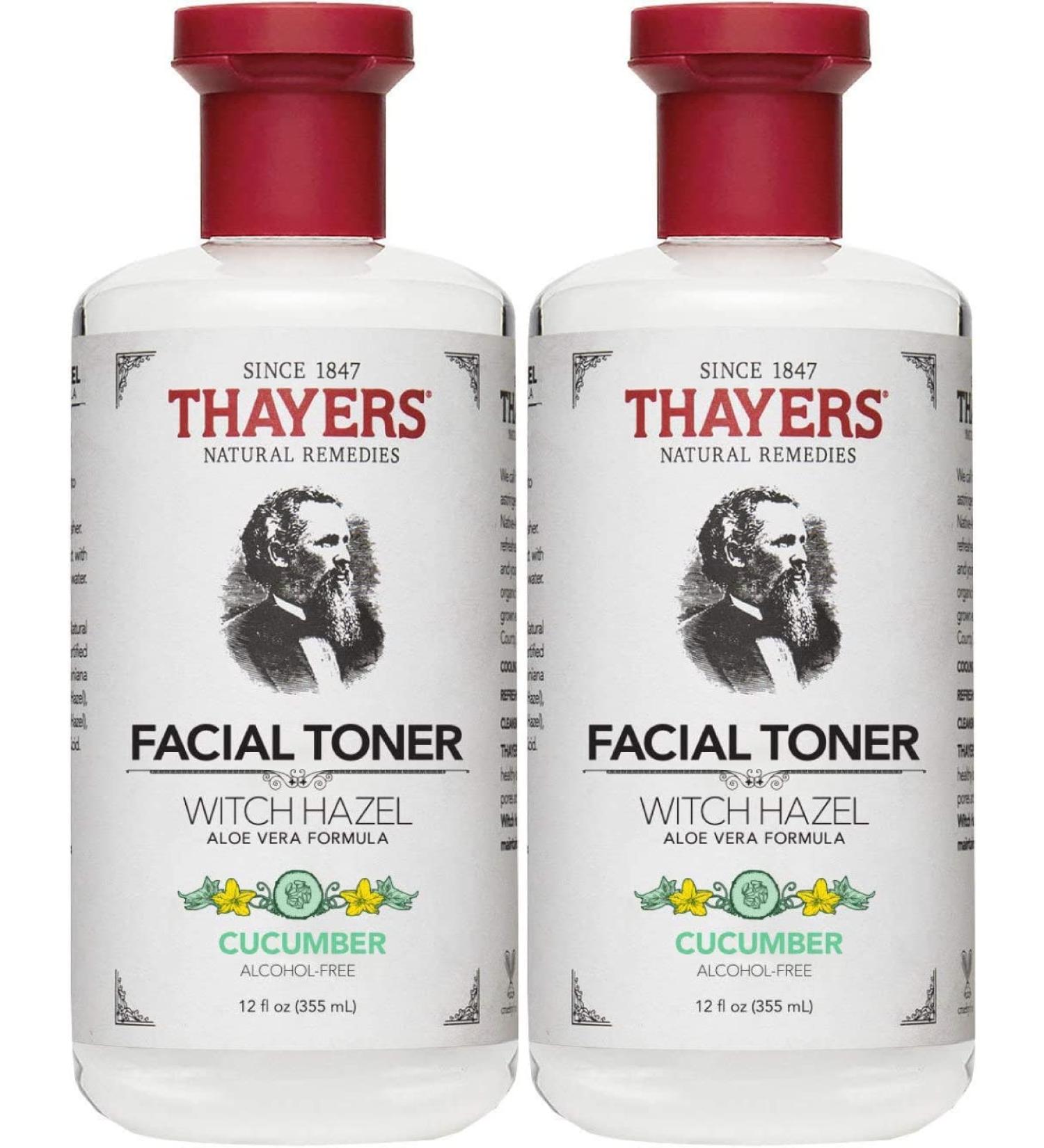 Thayers Witch Hazel Toner with Aloe Vera Cucumber - 12 Fl Oz (Pack of 2)