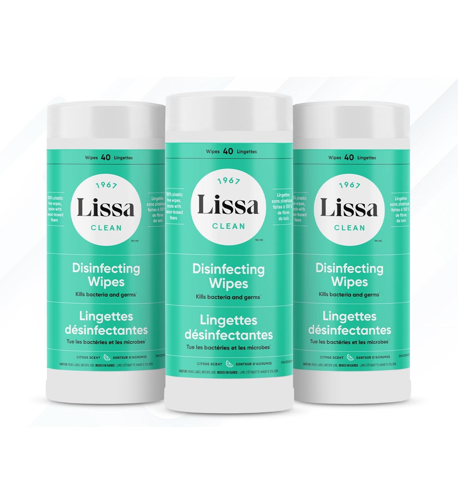 Lissa Disinfecting Wipes 120 Wipes Deodorizing Non-Abrasive Hypoallergenic Biodegradable Safe for Allergies and Sensitive Skin - Buy Online on GoSupps.com