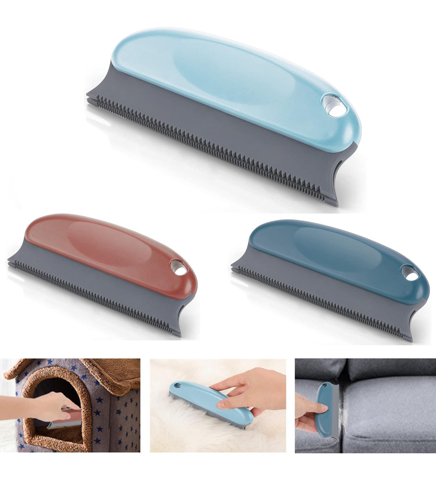 Ultimate Animal Hair Remover Brush | Dog & Cat Hair Removal for Carpet Furniture and Car | Rubber Pet Hair Brush in Red Light Blue & Dark Blue - Buy Online on GoSupps.com