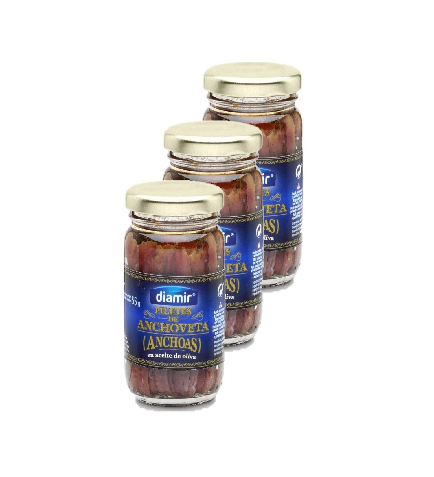 Lot 3x Anchovy fillet in olive oil - Jar 90g