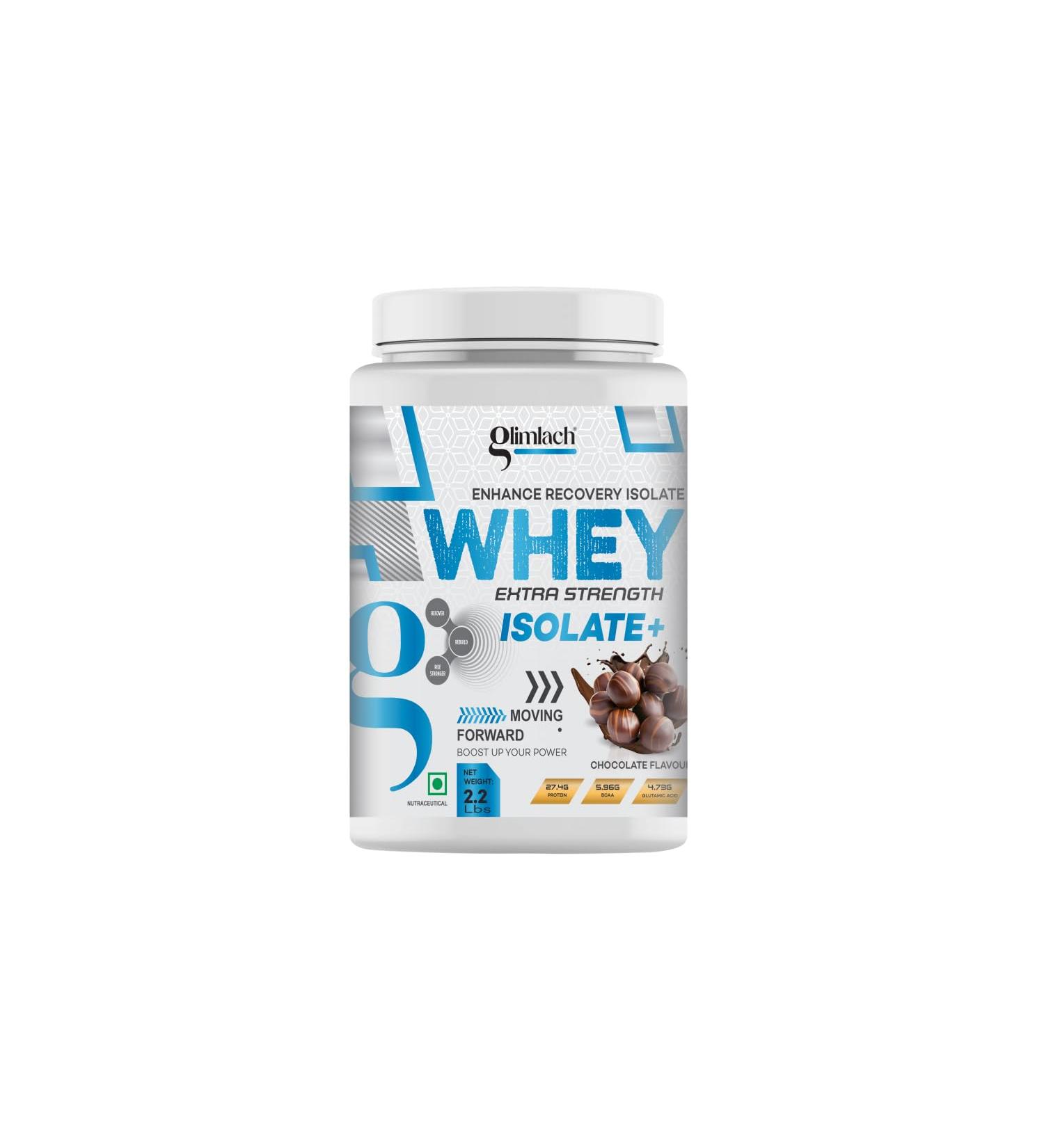 GLIMLACH Whey Extra Strength Isolate + Protein Powder for Muscle Support & Recovery Vegetarian - Primary Source Whey Isolate (2.2LBS Chocolate) Chocolate 2.2 Pound (Pack of 1) - Buy Online on GoSupps.com
