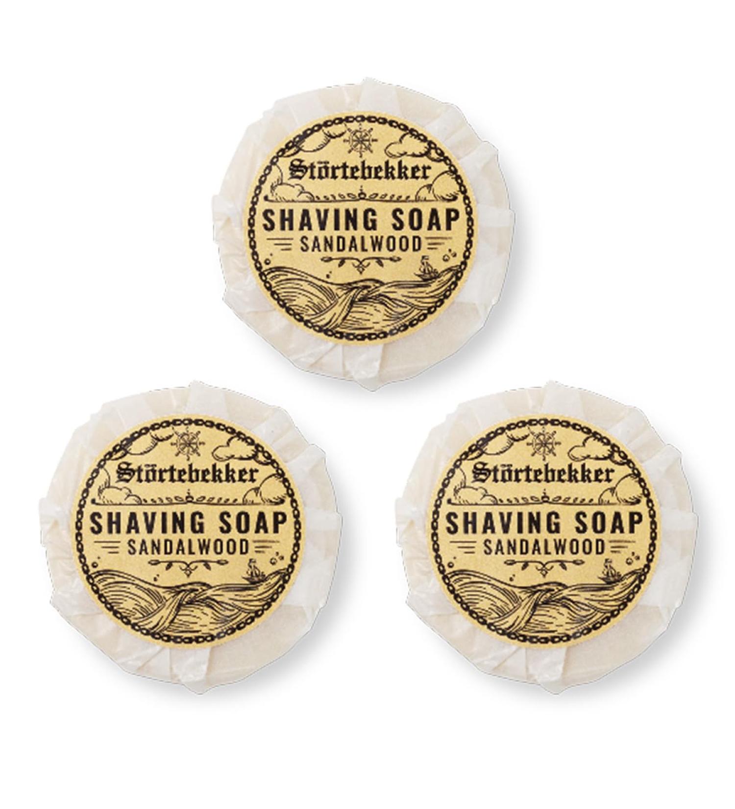 St rtebekker Premium Razor soap Sandalwood 70g x 3 - Handmade soap for productive shaving foam - Perfect for shaving with razor plane & razor - vegan shaving soap women & men 210 g (3 pack)